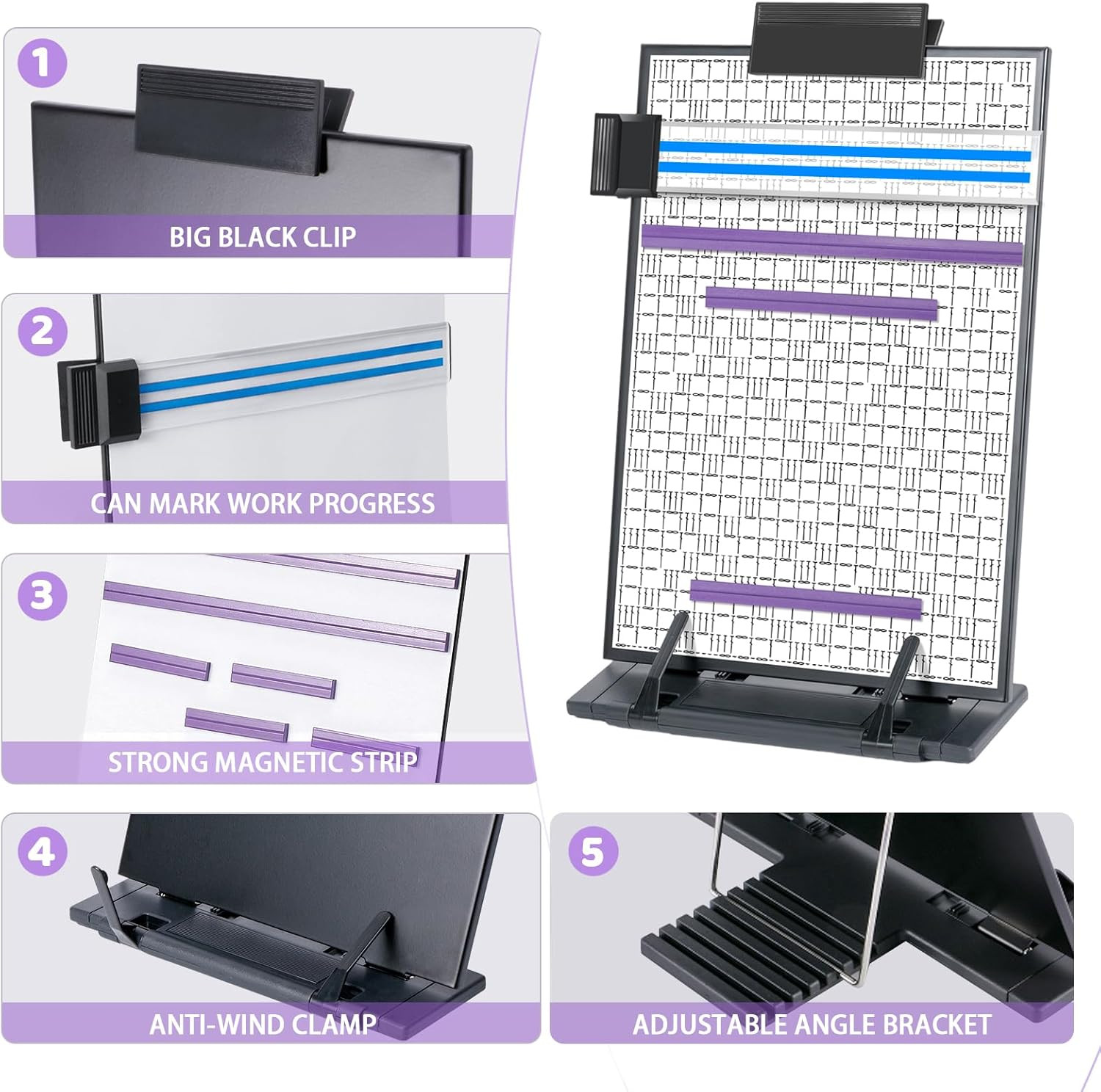 Paper Stand Chart Knitting Pattern Holder with 8 Replacement Magnets Cross Stitc