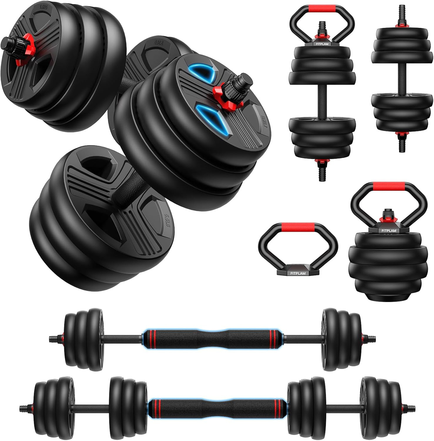 Adjustable Dumbbell Set,20/35/45/55/70/90Lbs Free Weights Set with Upgraded Nut,