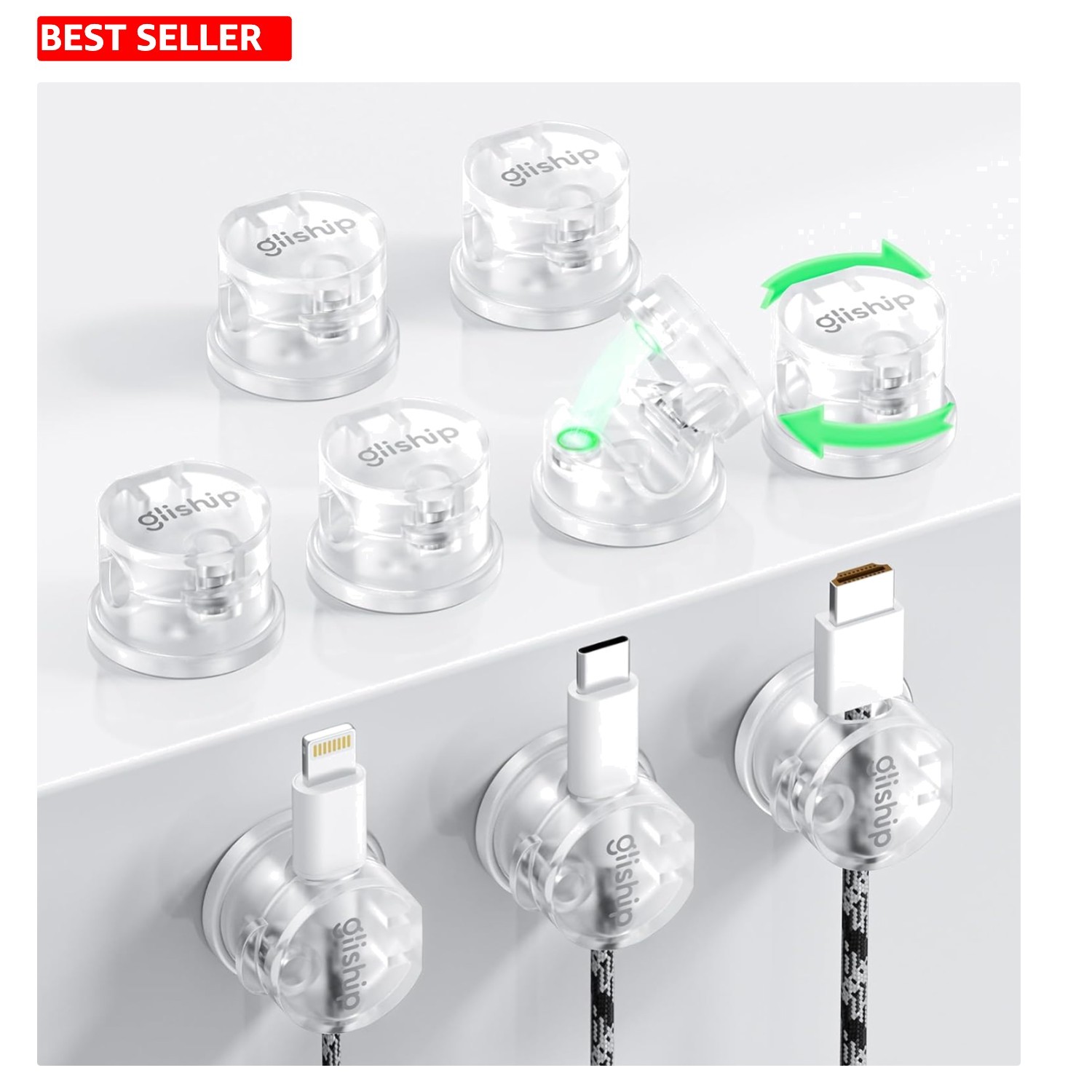 Upgraded 360° Magnetic Cable Clips - Strong Adhesive for Ultimate Cable Control