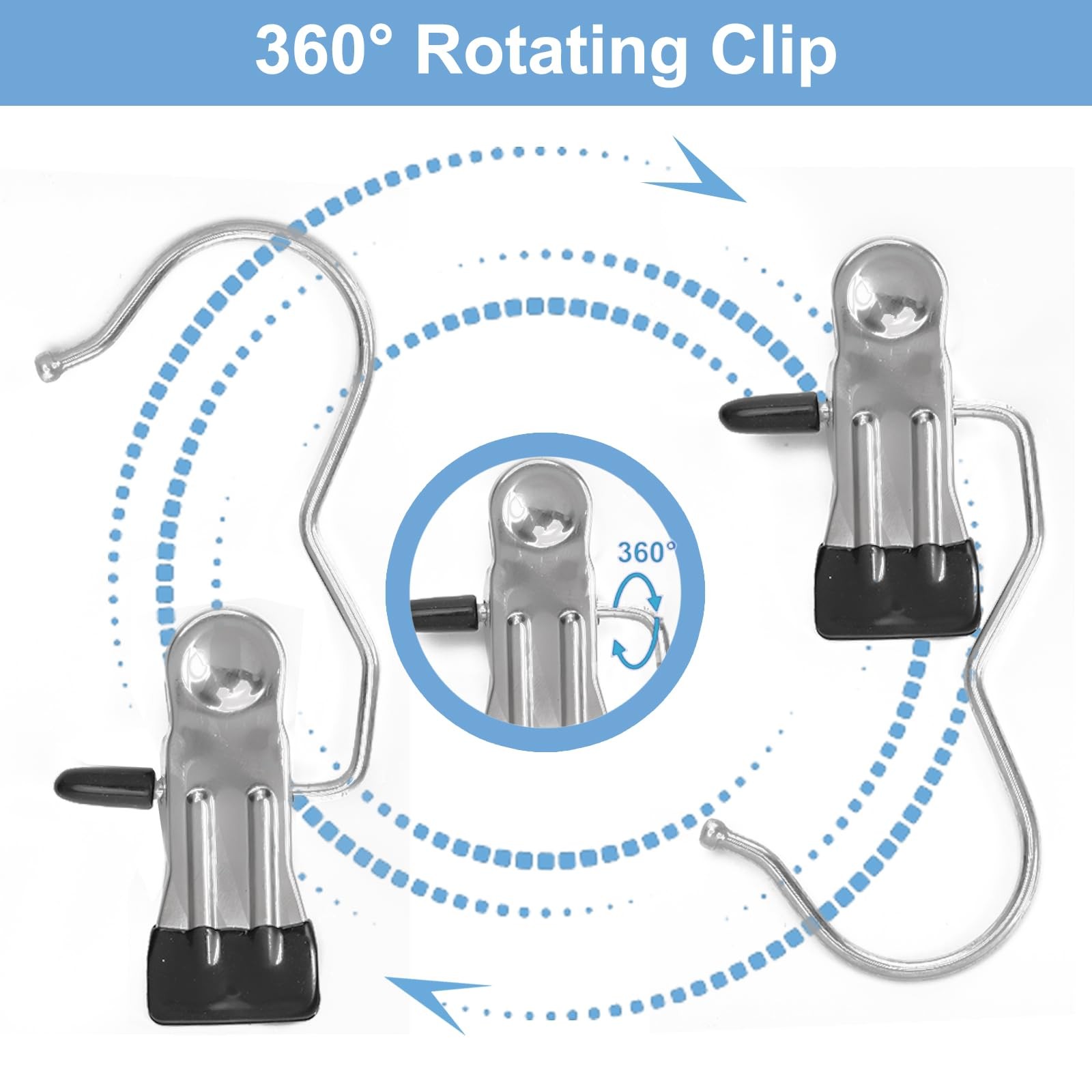 Boot Hanger Clips, 12-Pack Laundry Hanging Hooks Clothes Pins Compact, Black