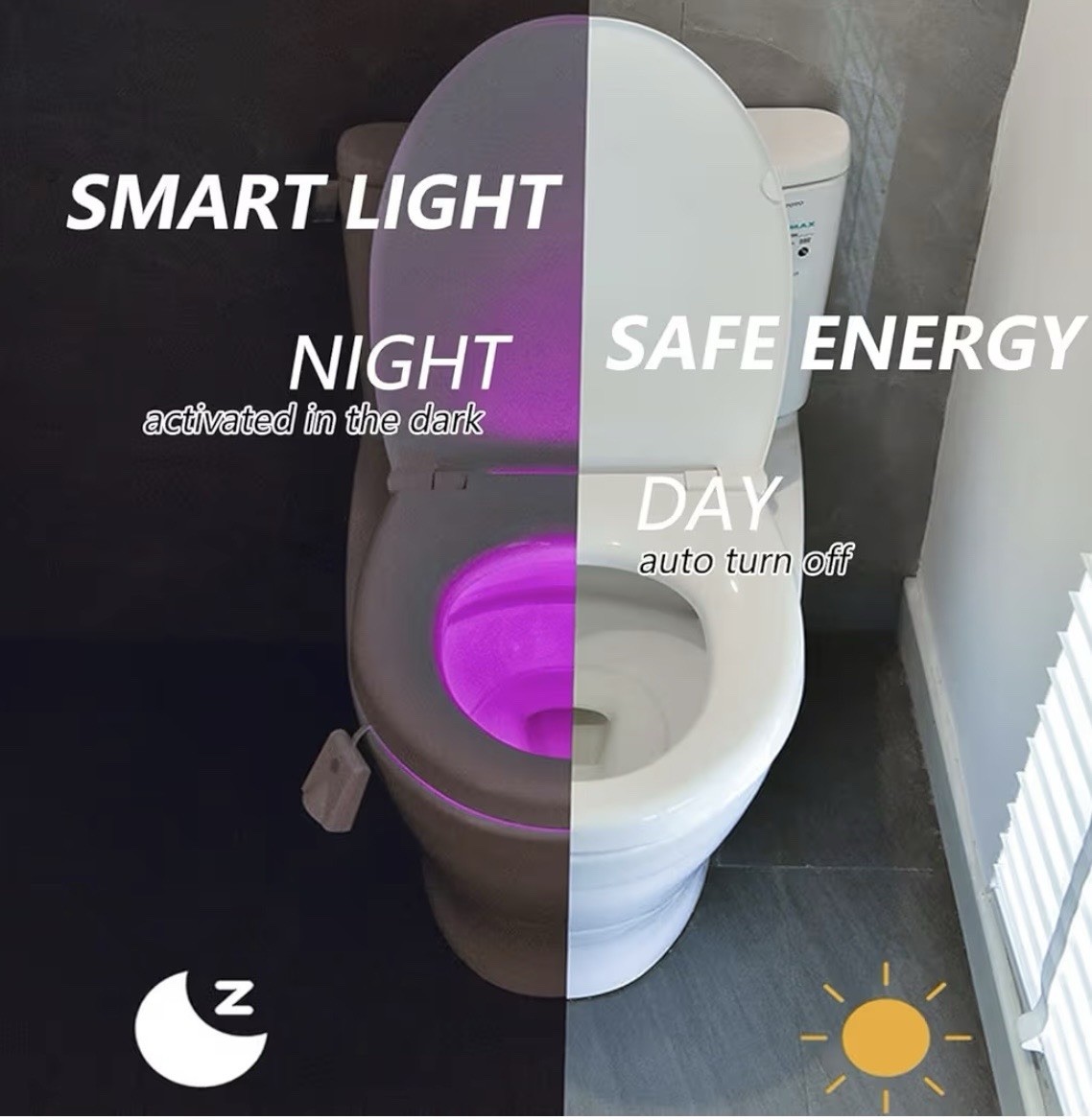 2 pack Toilet Light Motion Sensor, 16 Colors LED with Star Projection Light