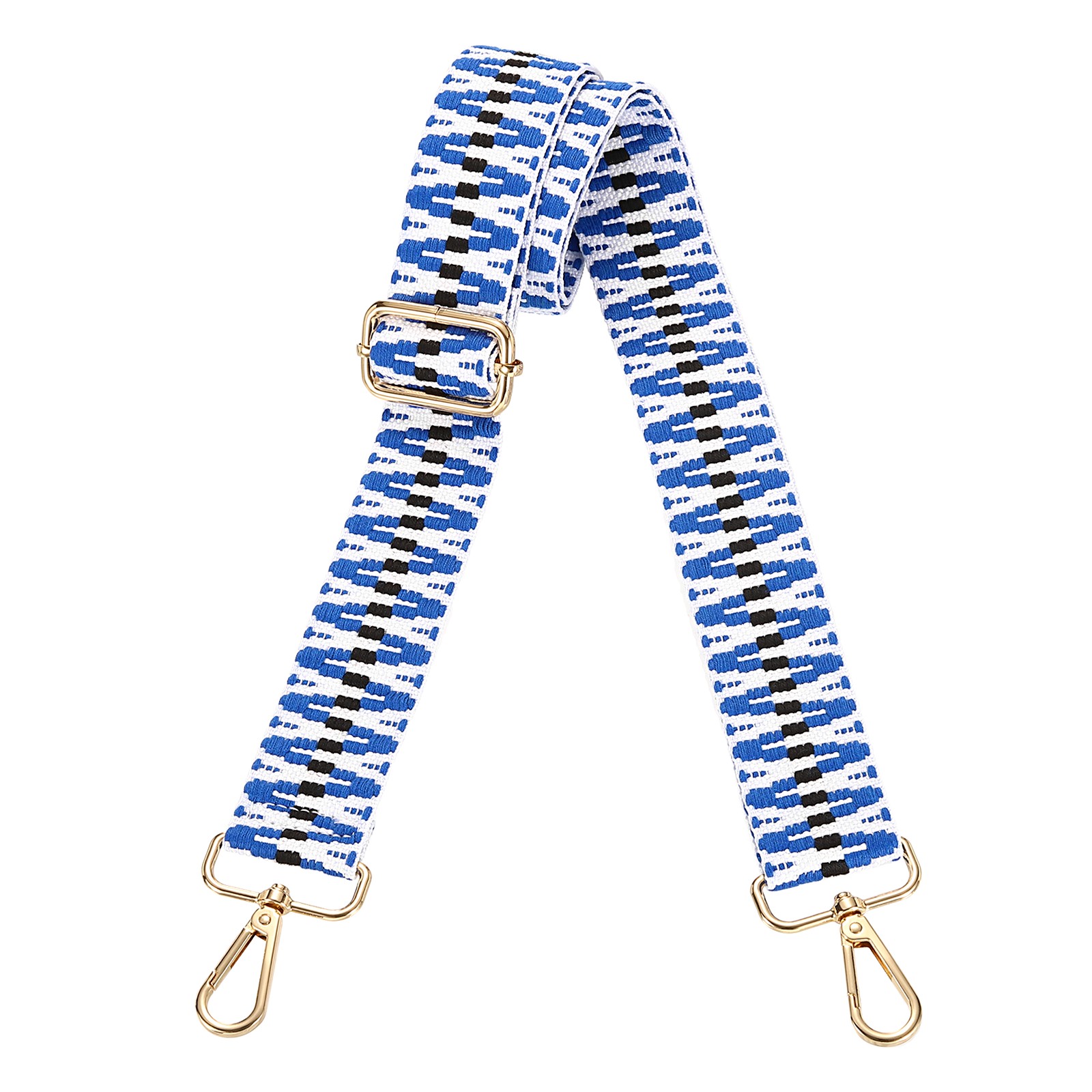 Purse Straps Replacement Crossbody with Light Gold Buckle, Blue-White