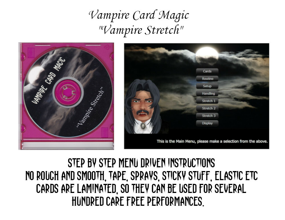 VAMPIRE STRETCH CARD MAGIC WITH STEP BY STEP INSTRUCTIONS ON DISK