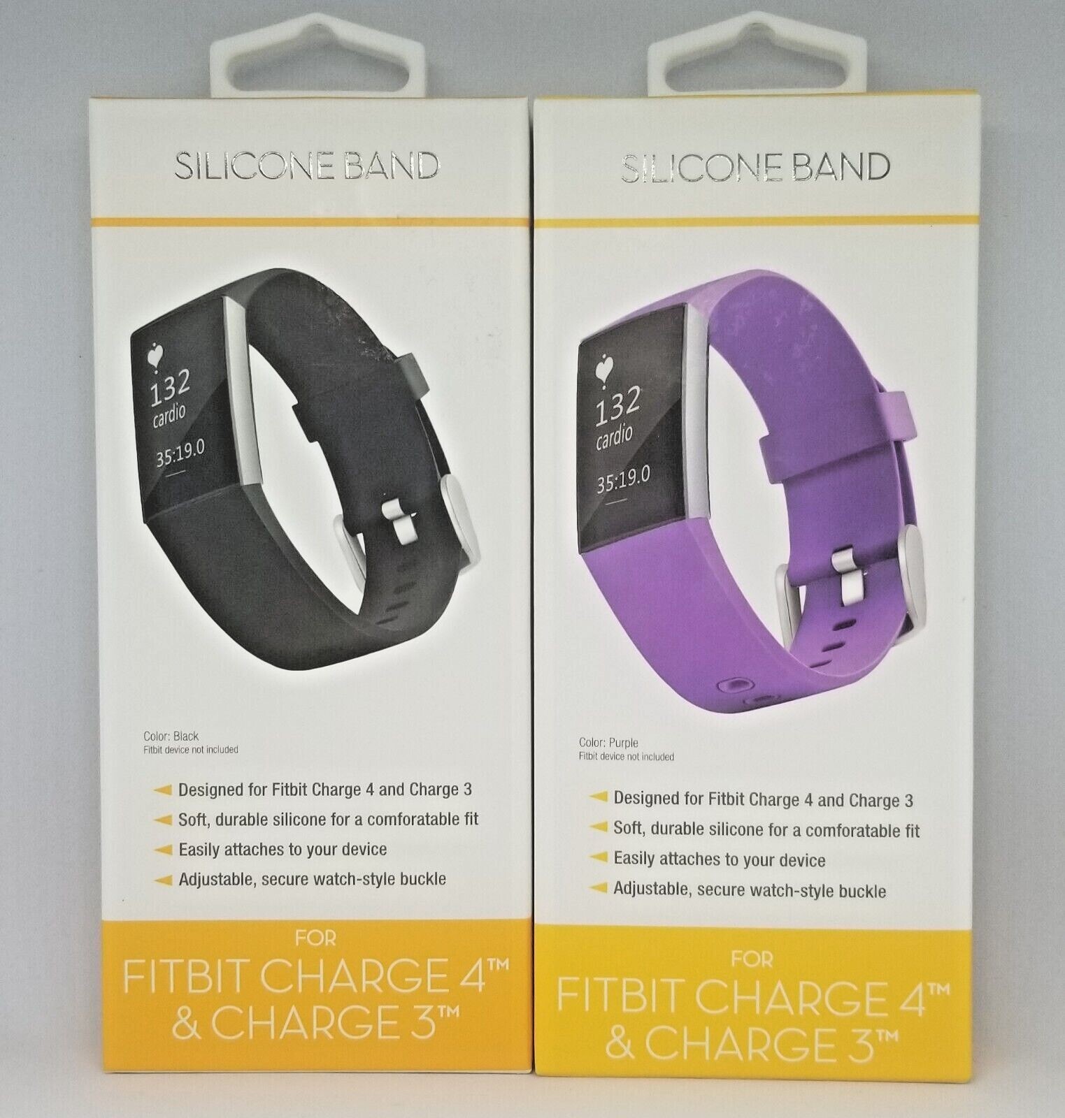 WITH it SILICONE BAND For Fitbit Charge 3 & Charge 4 Black or Purple - Brand New