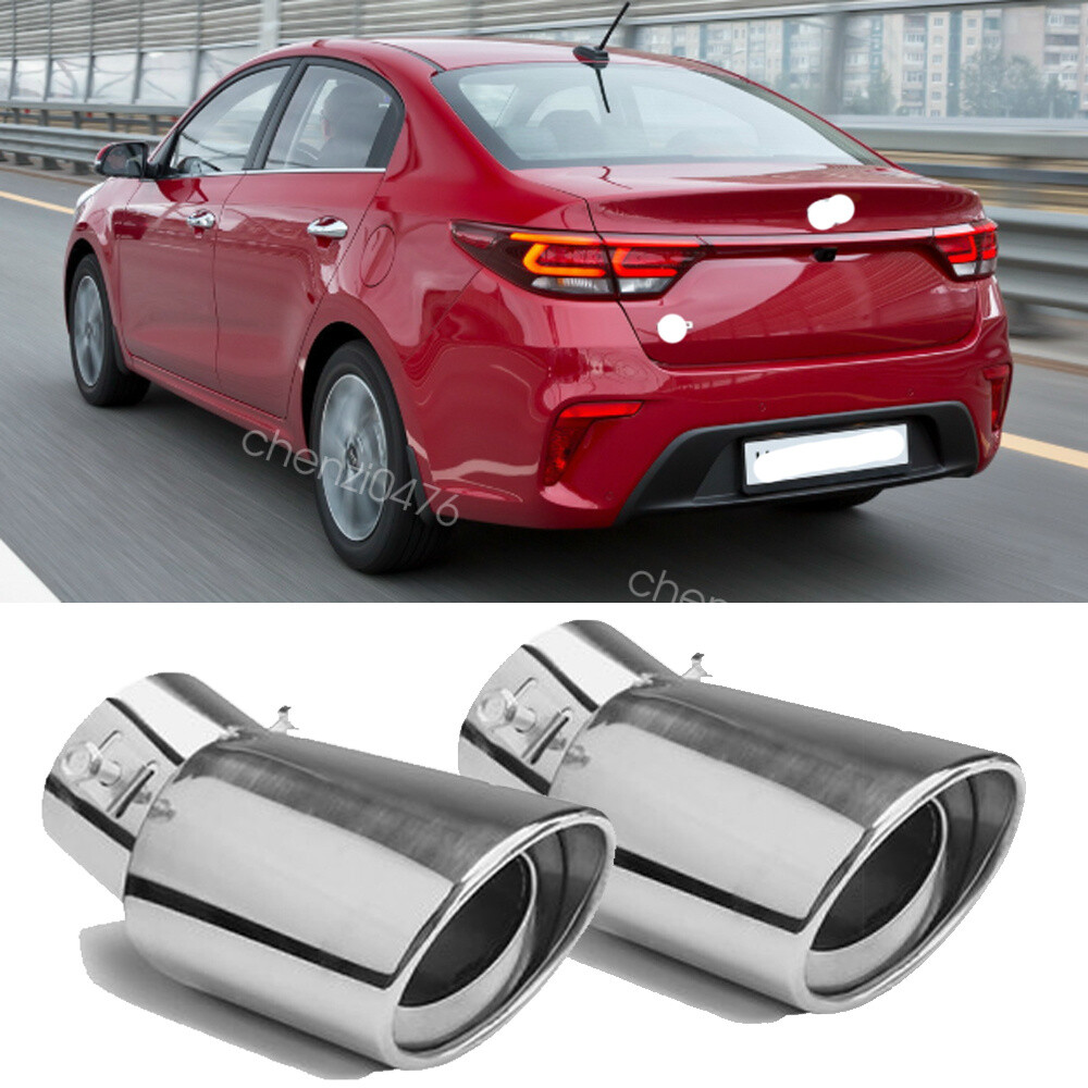 For KIA RIO Hatch Chrome Rear Exhaust Tail Pipe Tip Muffler Stainless Steel2PCS
