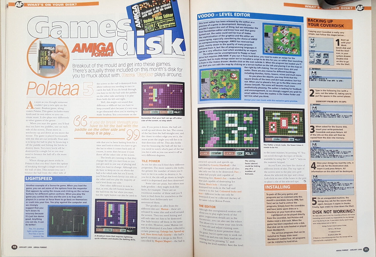 Amiga Format Magazine w/CD ©Jan.1999 Cologne'98 WebDesign2 Polataa Game +MORE