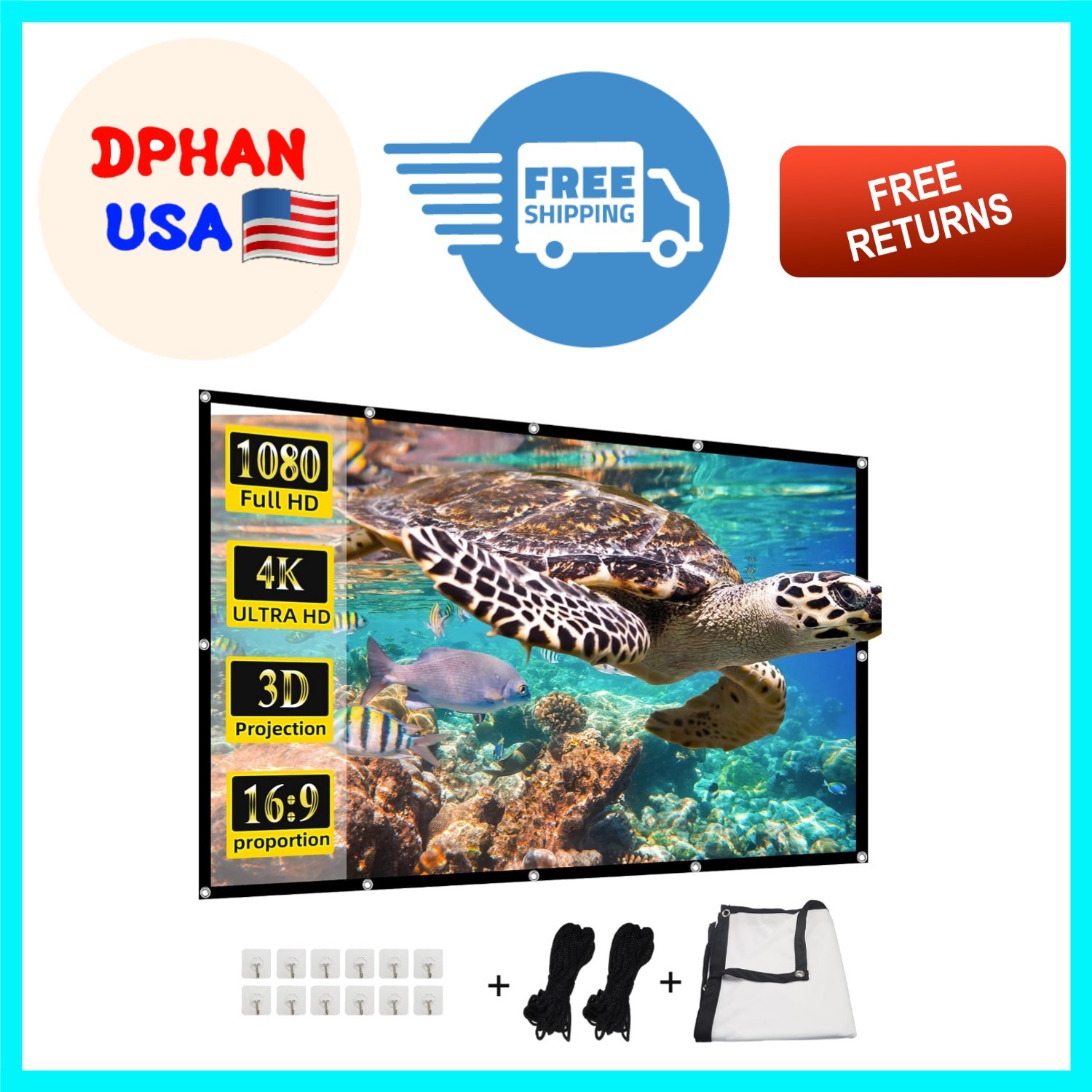 Space-Saving 120-Inch HD Projector Screen - Ideal for Movies and Presentations