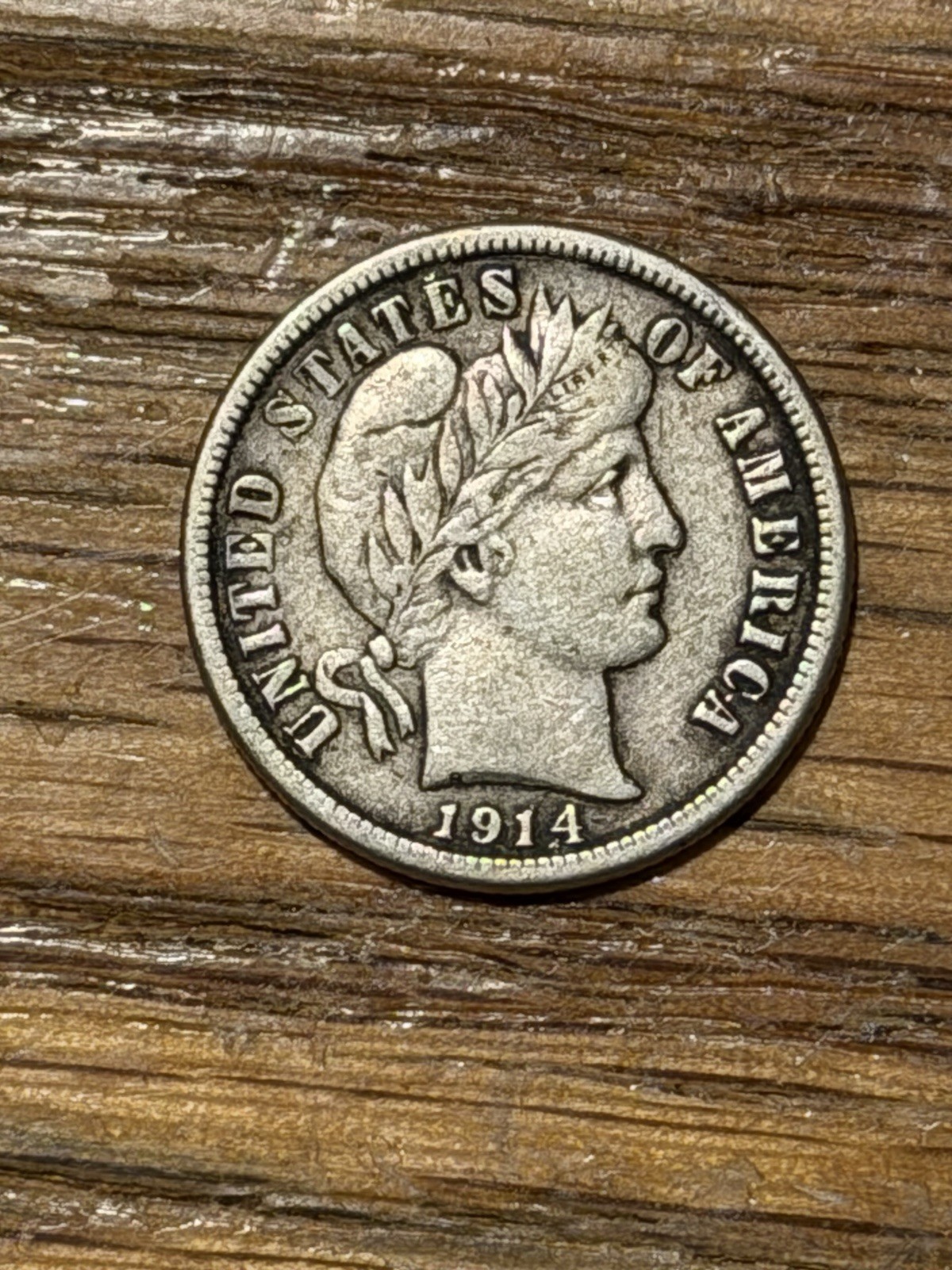 1914 10C Barber Dime XF Details #