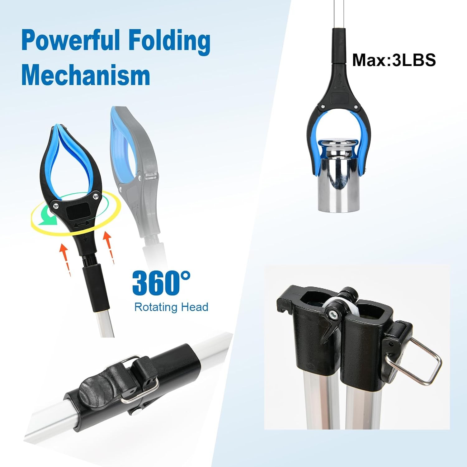 43" Foldable Grabber Tool - Extra Long Reaching Aid for Easy Pickup