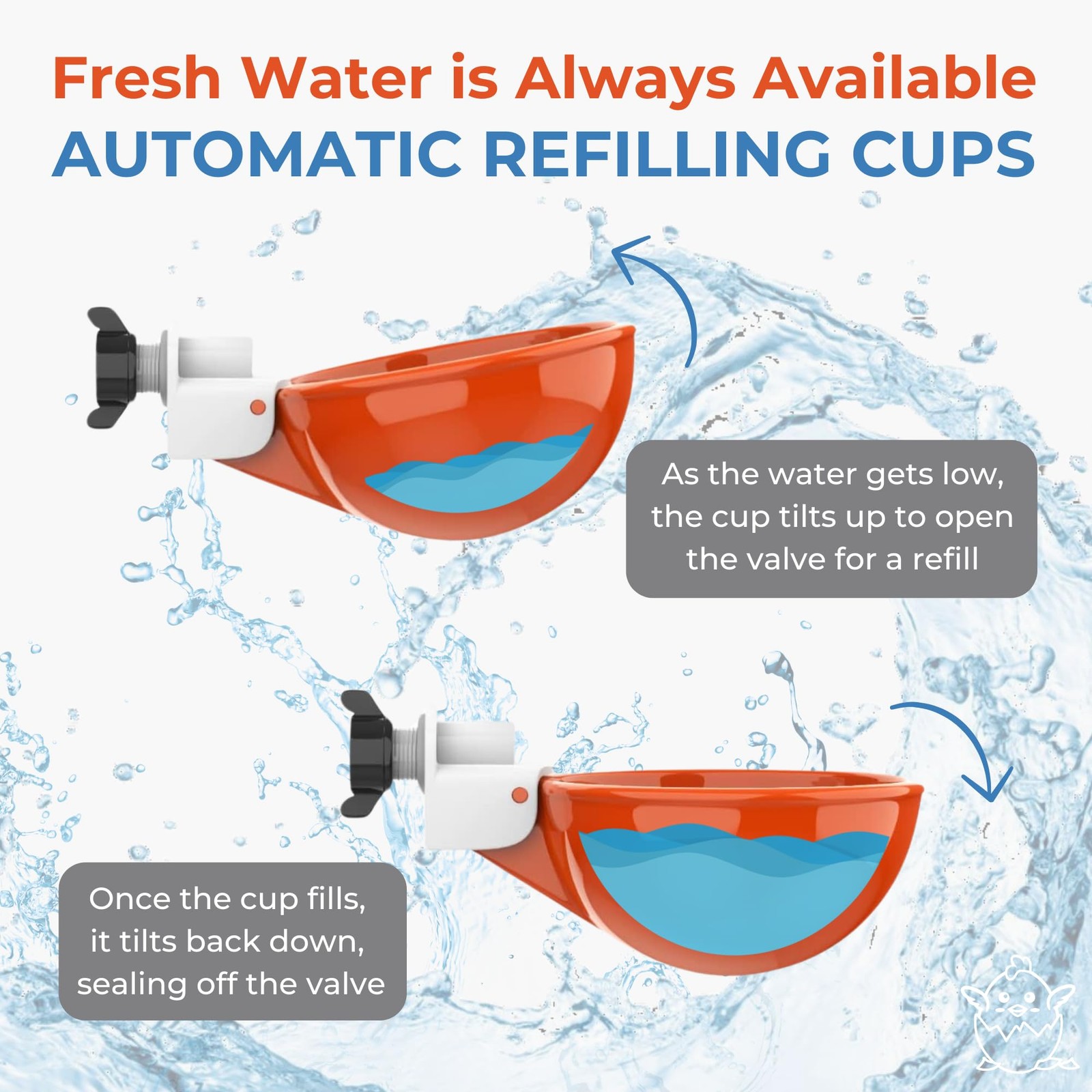 Large Automatic Chicken Waterer Cups | Chicken Water Feeder Suitable for Chic...