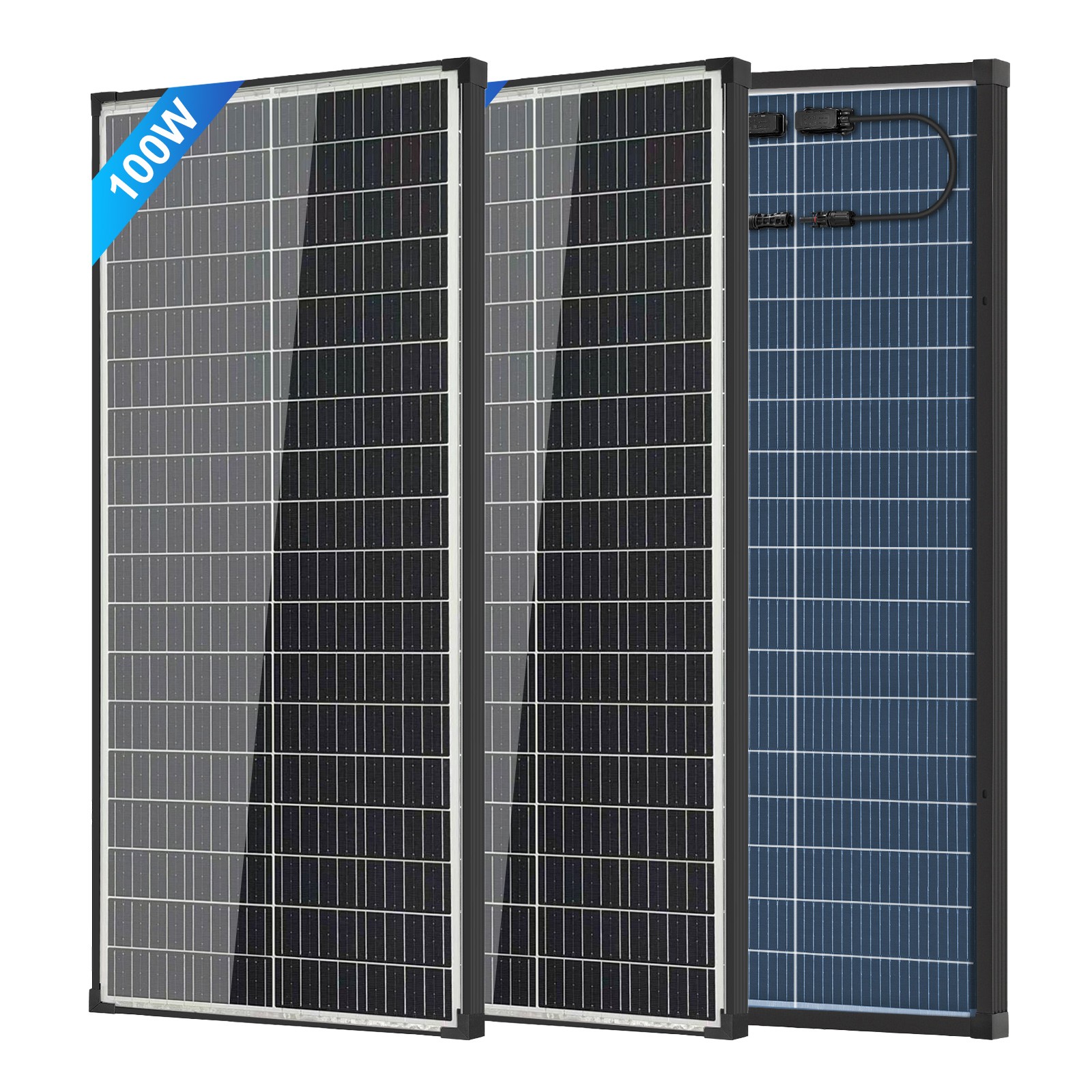 Bifacial 2Pack 100W Monocrystalline Solar Panel 18V 18BB N-Type PV Home Battery