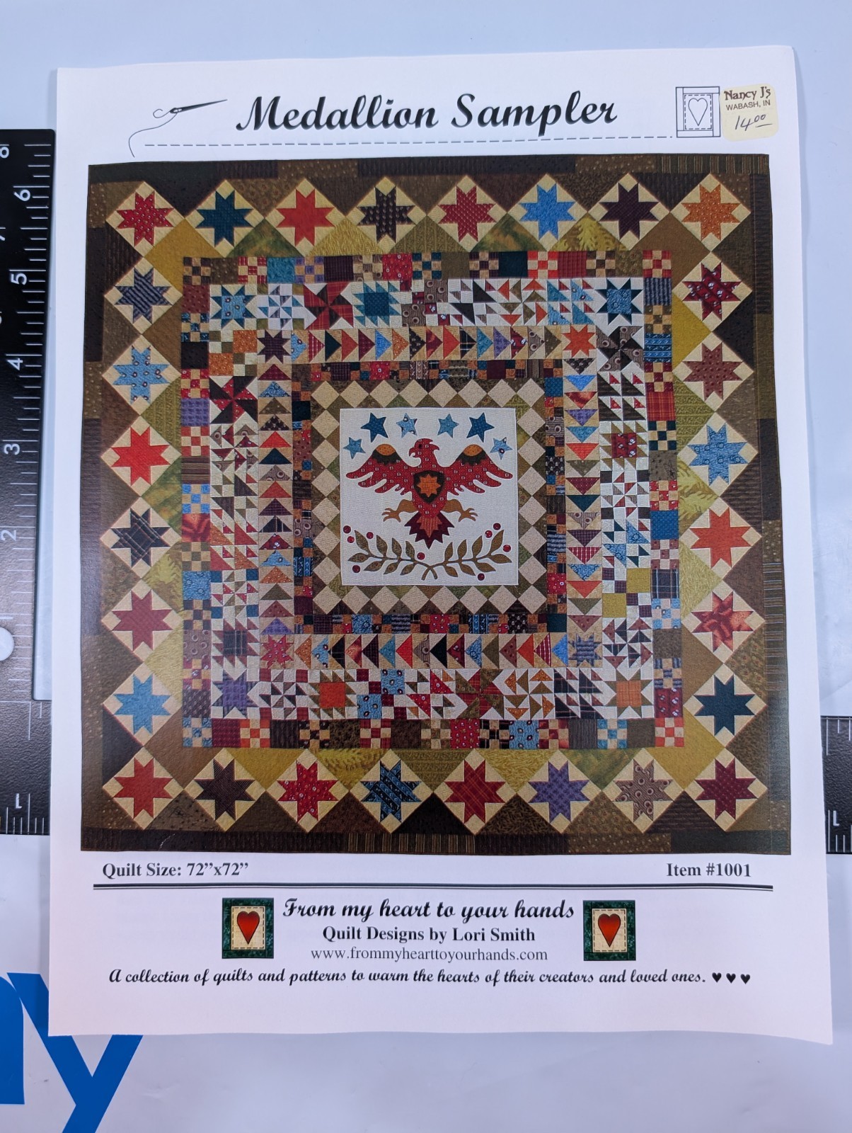 Medallion Sampler Quilt Pattern My Heart To Your Hands Lori Smith 72 x 72" Quilt