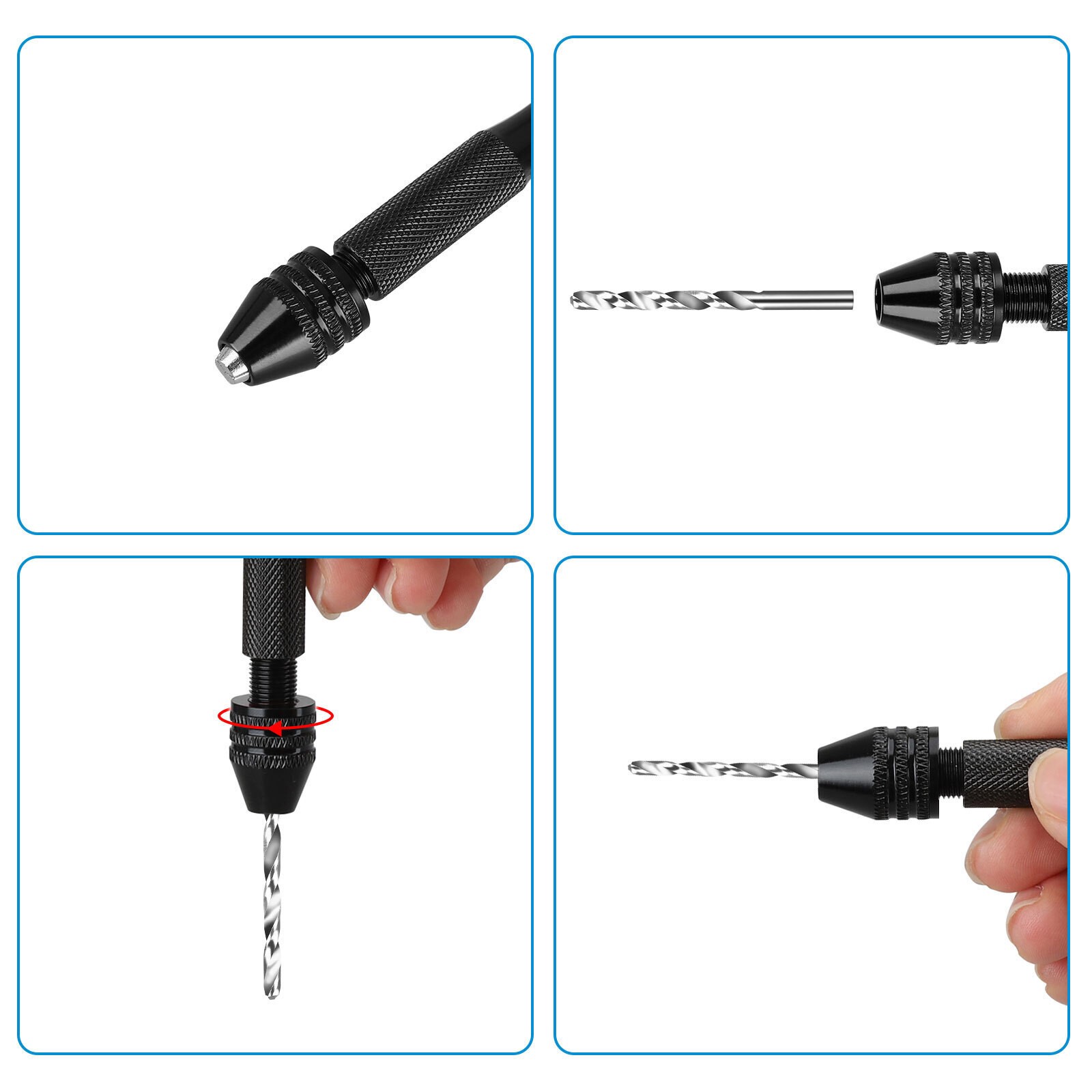 31PCS Precision Pin Vise Hobby Micro Drill Bits Mini Micro Hand Rotary Tools Set