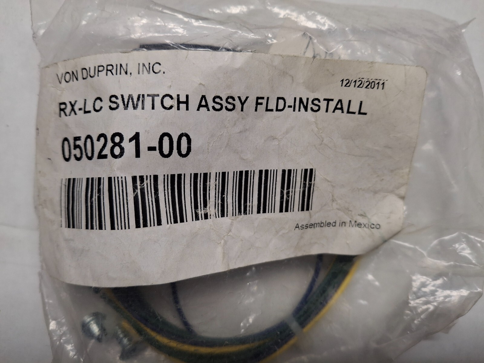 VON DUPRIN 050281-00 RX-LC SWITCH ASSY FLD-INSTALL NEW