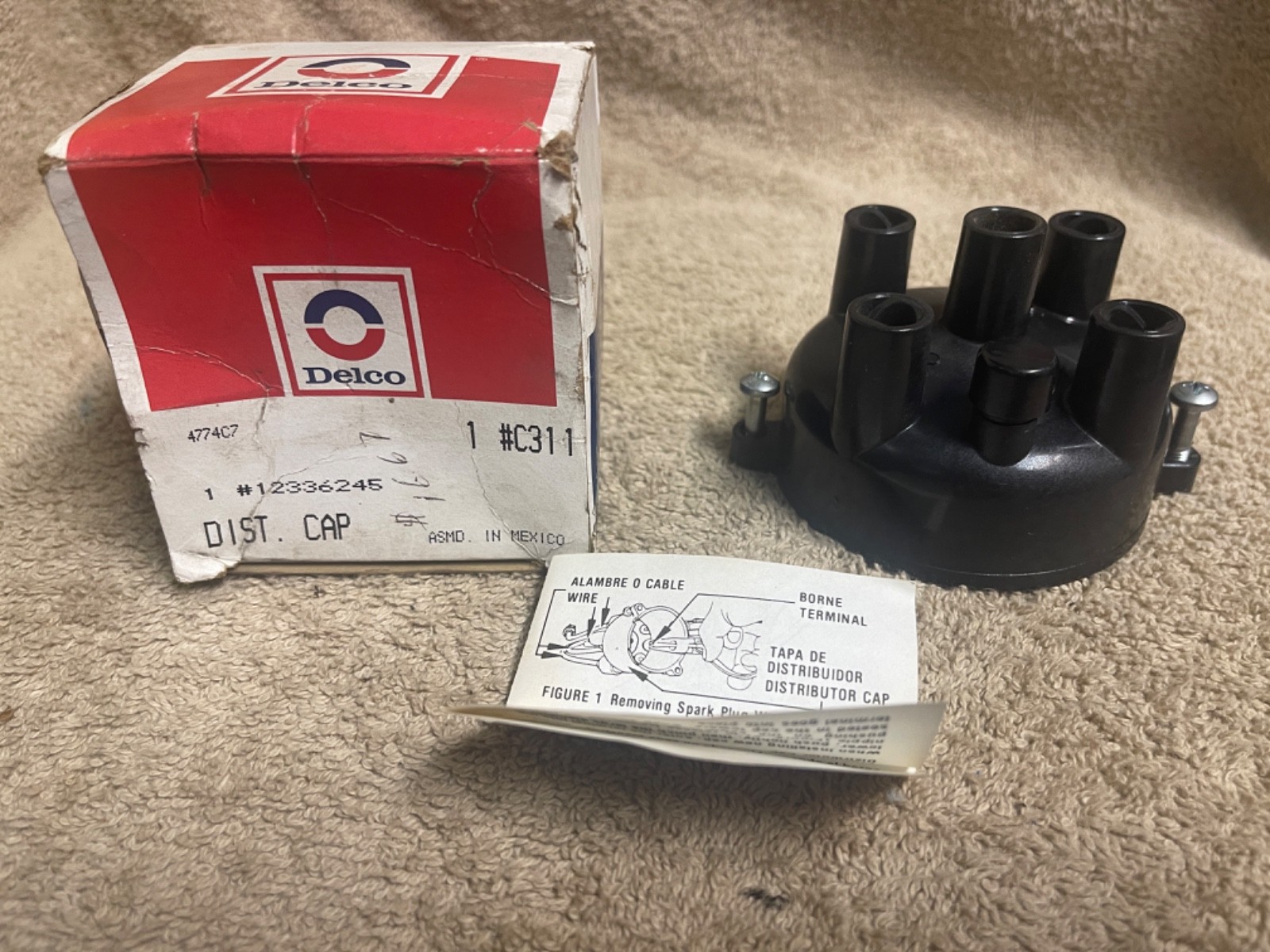 NOS GM 12336245 DELCO C311 DISTRIBUTOR CAP 4 CYL. 1986-95 CHRYSLER DODGE MOPAR