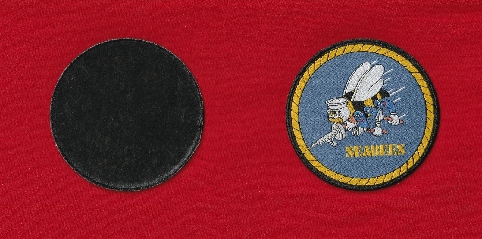 Vintage SEABEES Iron-on Patch Naval Construction Force US Navy NCF NOS