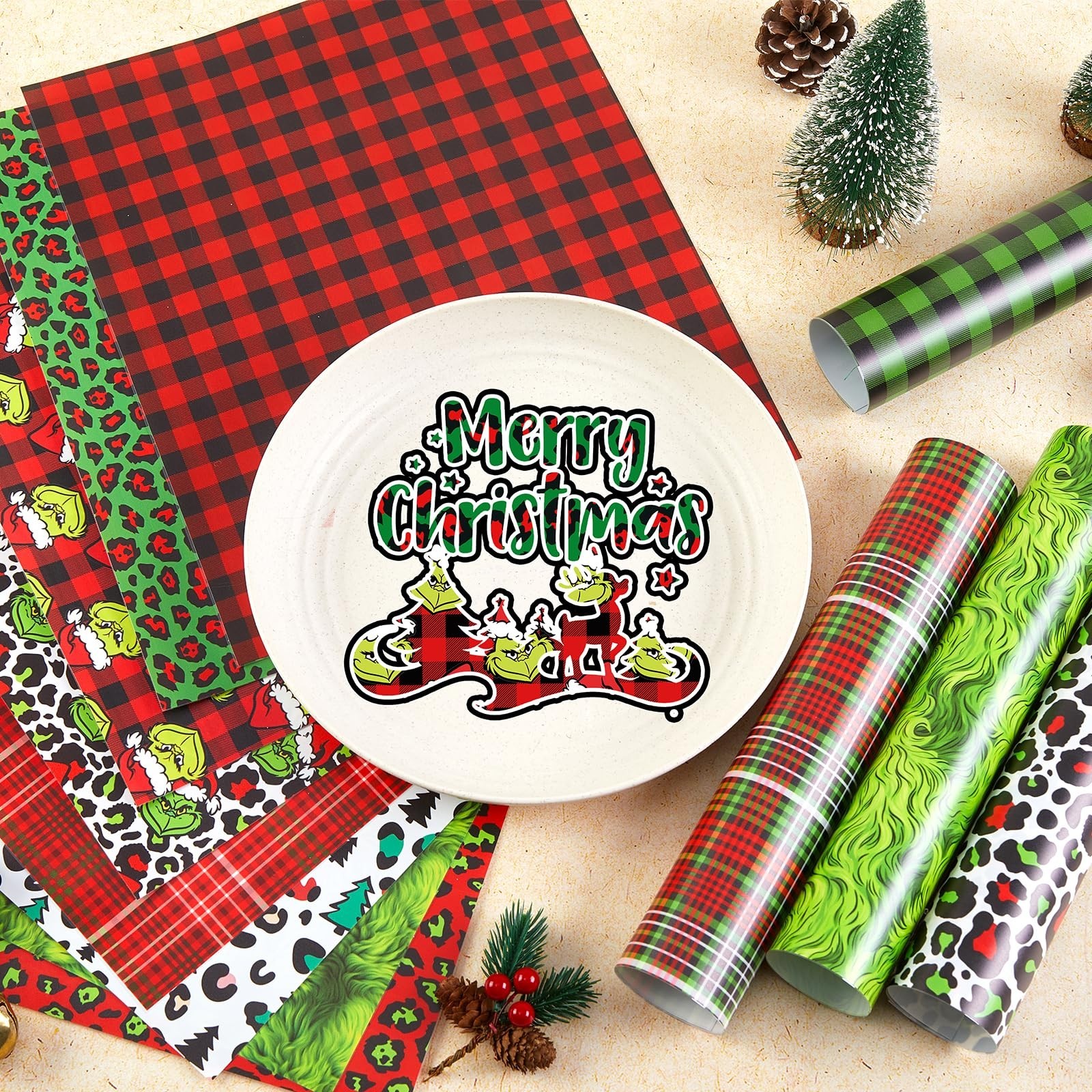 Christmas Permanent Adhesive Vinyl-12 Sheets 12'' x 10'' Leopard Pattern Self...