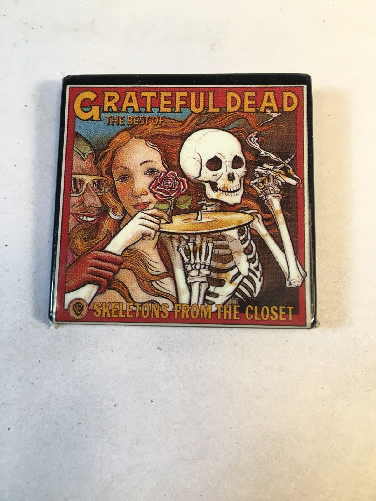 Grateful Dead Skeletons from the Closet UK square promo pin RARE! 1970s I And J
