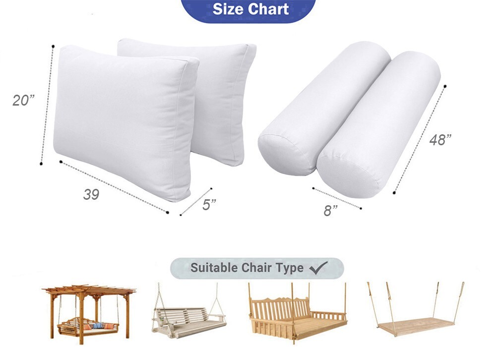 |COVER ONLY| STYLE 2 Queen Bolster Pillow Daybed Porch Swing Contrast Trim AD102