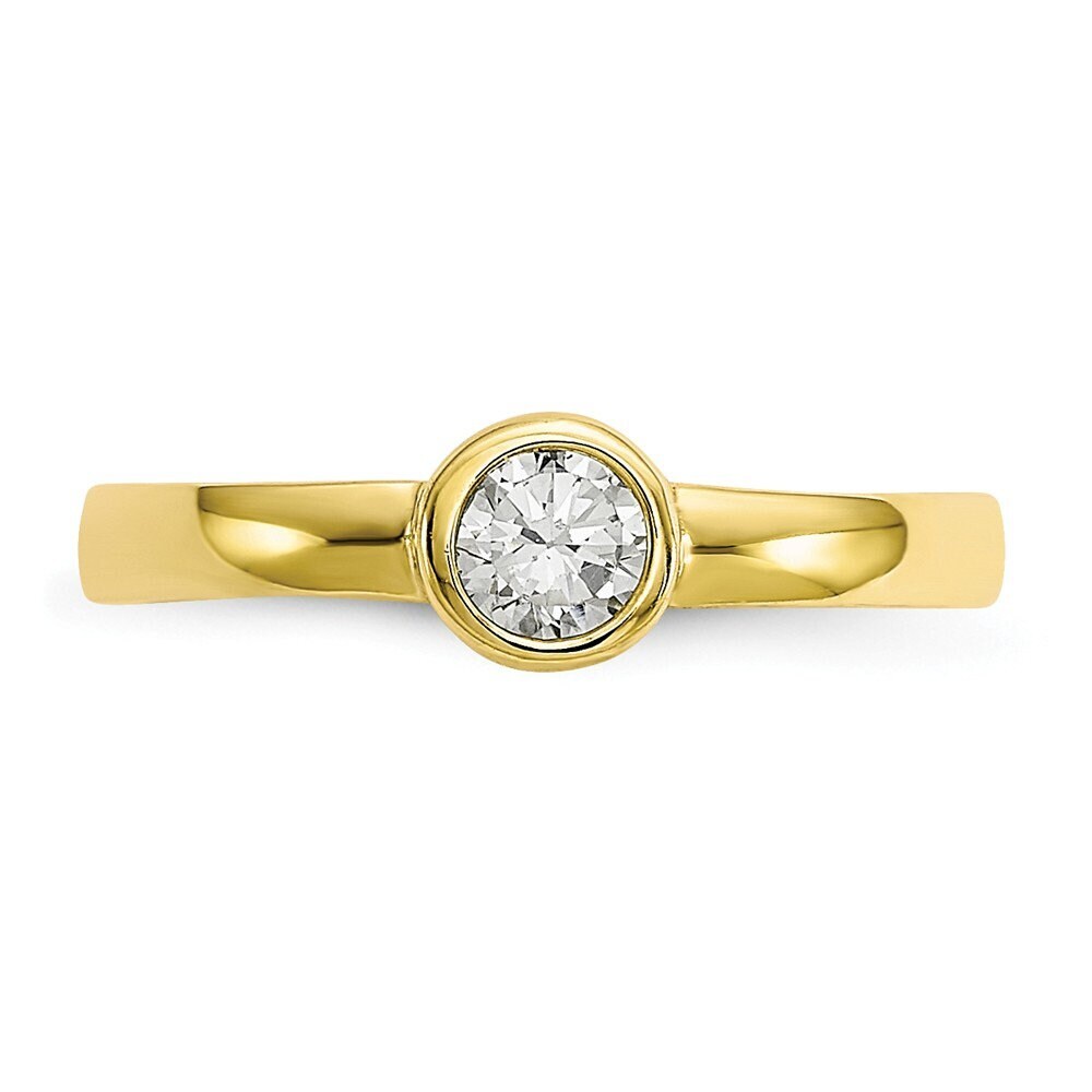 Solid 10k Yellow Gold Bezel Round Simulated Diamond Toe Ring - Toe Ring for