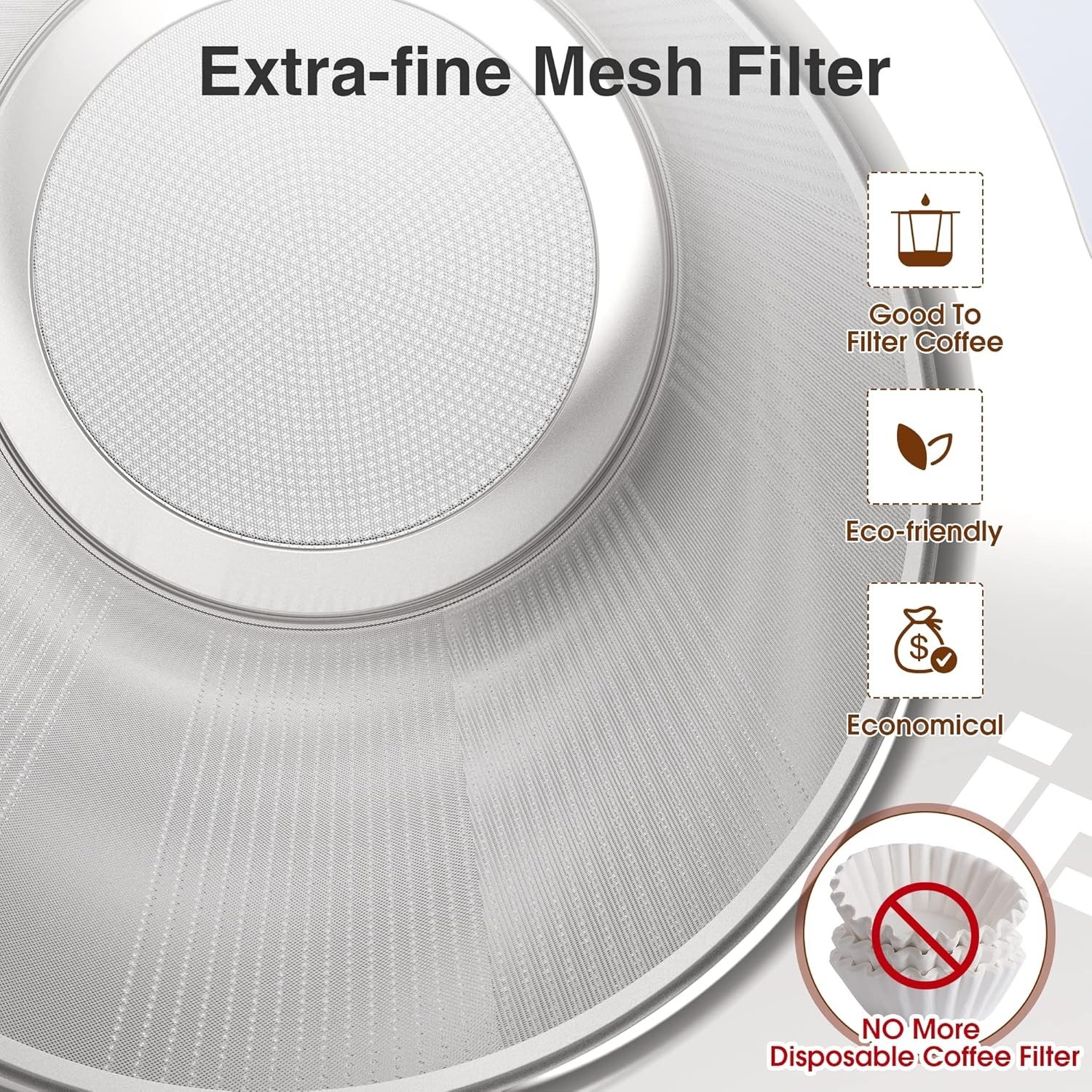 Reusable Stainless Steel Coffee Filter, Paperless Coffee Maker Strainer, Do