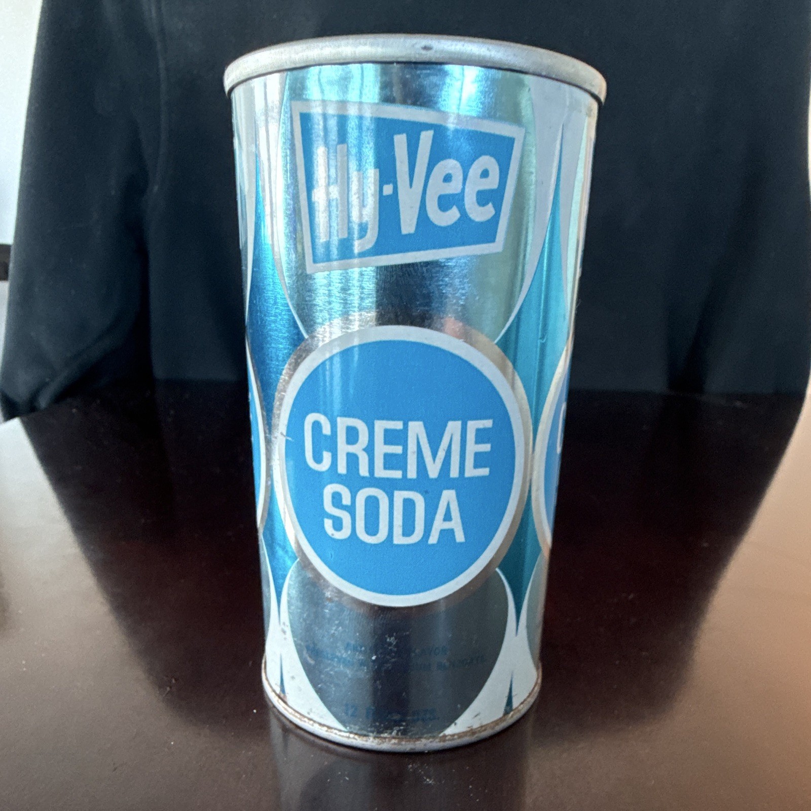 Hy-Vee Creme Soda 12 fl oz Soda Can Pull Tab Blue Silver White