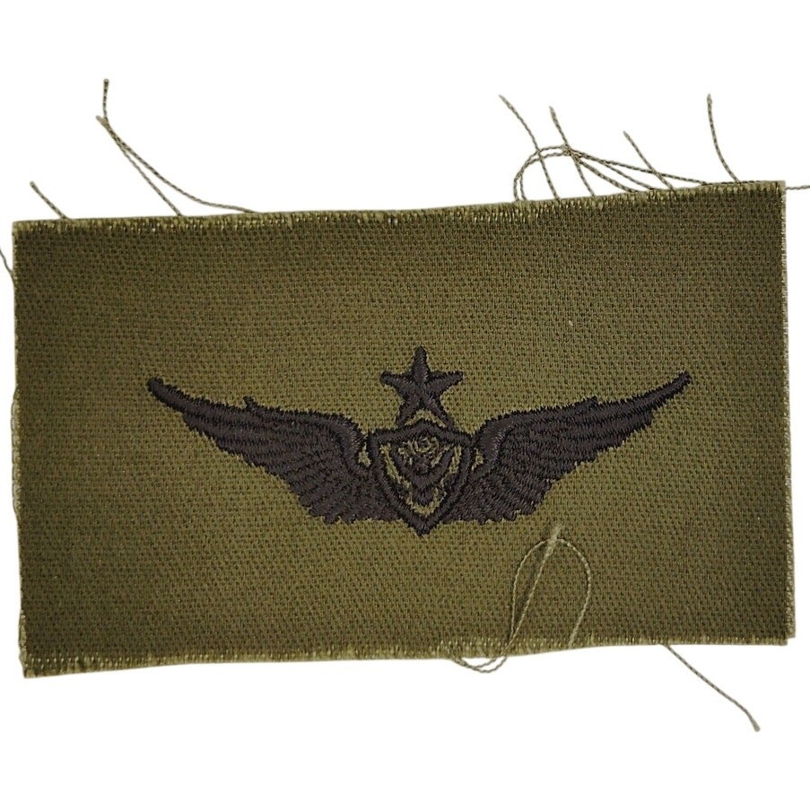US Army Senior Aviator Subdued OD Green Badge Patch 3‑1/2" × 2" Sew‑On