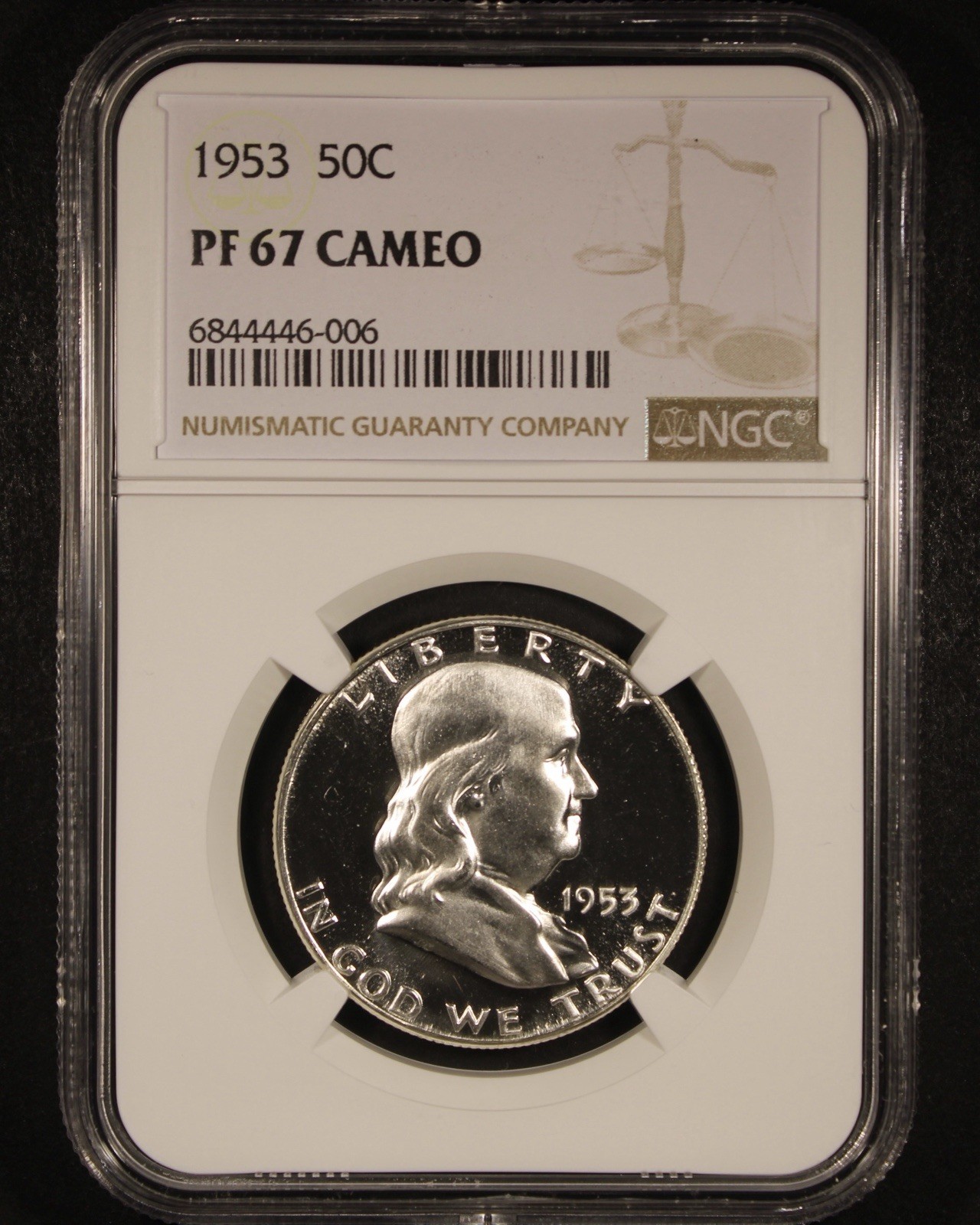 1953 Franklin Half Dollar - 50c NGC PR67 Cameo - Deep Mirror Surfaces!