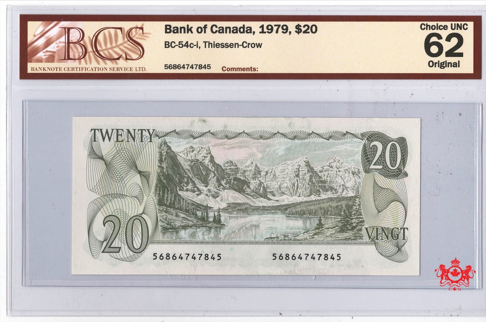 1979 Bank Of Canada 20$ Thiessen/Crow 56864747845 - BCS UNC62 -
