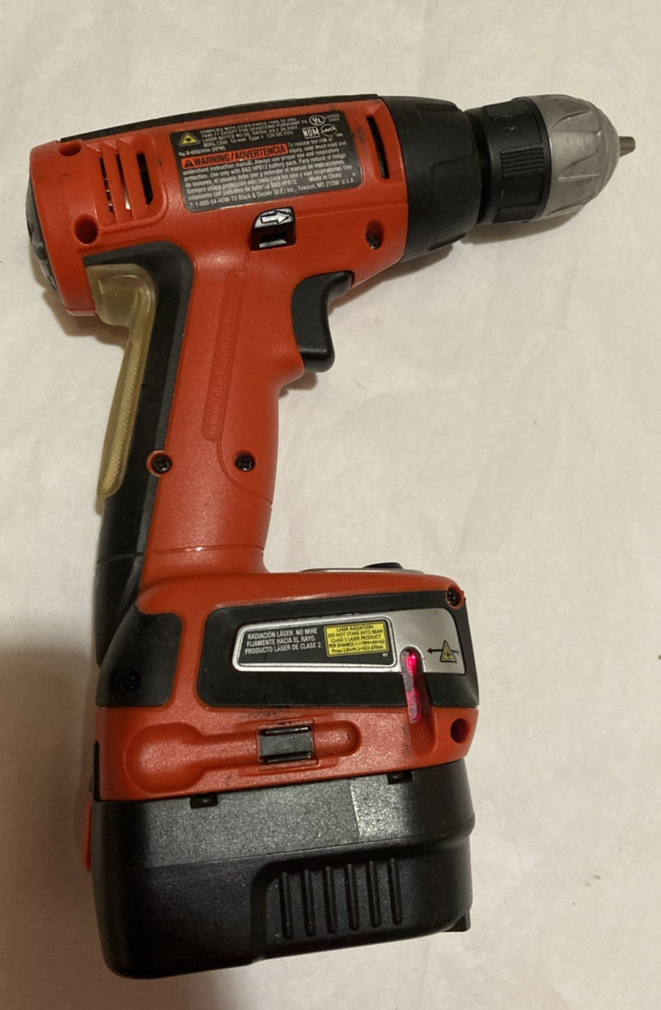 Black and Decker 12V Cordless Drill & Battery BDGL1200 No charger See video