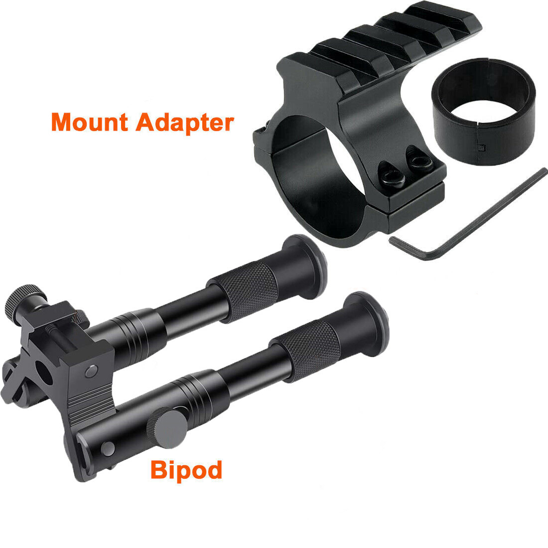 6''Spring Return Hunting Rifle Bipod with Ring Mount/Swivel Adapter/Barrel Mount