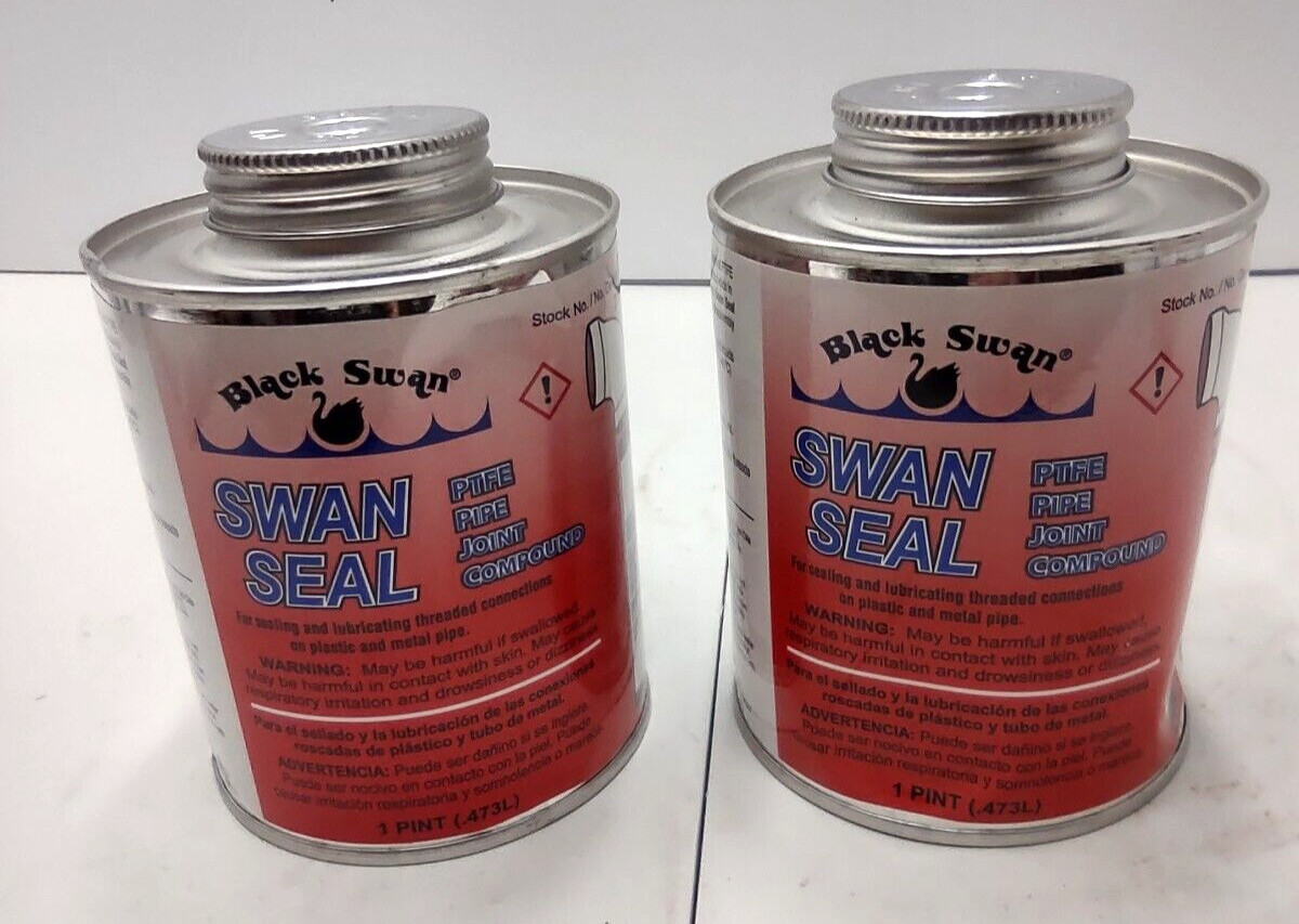 Black Swan White PTFE Pipe Joint Compound 16 Oz  Swan Seal Made USA Lot of 2
