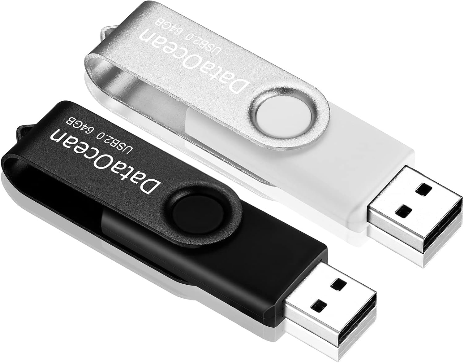 2 Pack 64GB USB 2.0 Flash Drive Memory Stick 64GB, X 2(Black Silver)