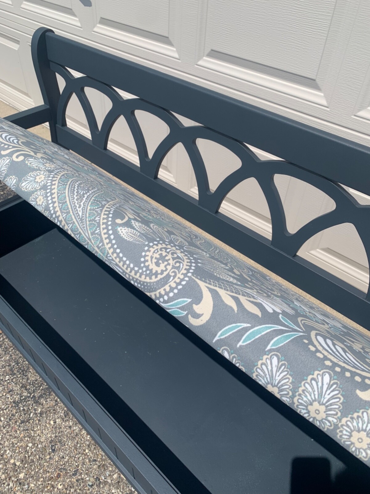 Entry Bench with Storage, Flip Top, dark gray new upholstery