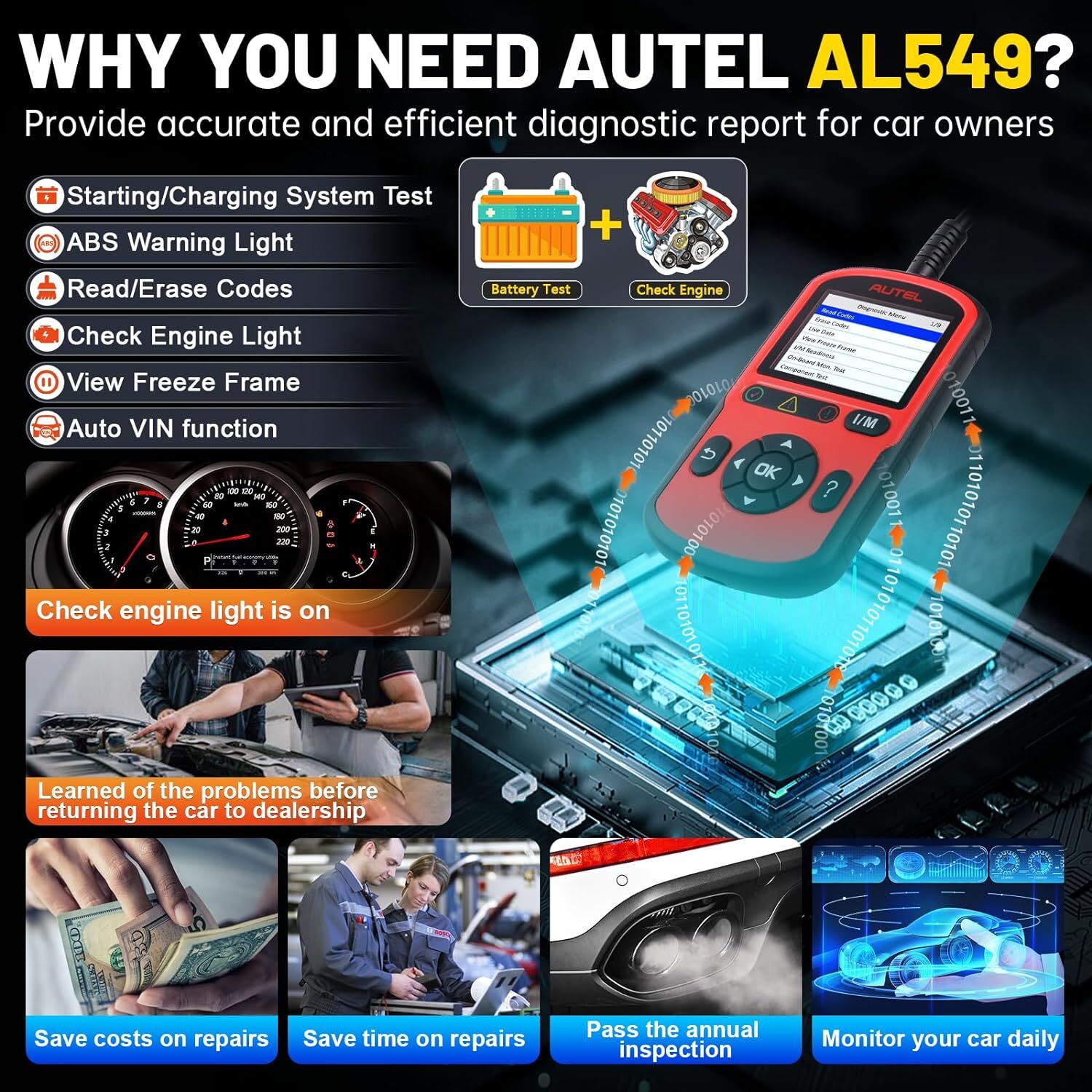 Autel OBD2 Scanner AutoLink AL549 (Upgraded of AL519)Code Reader Diagnostic Tool