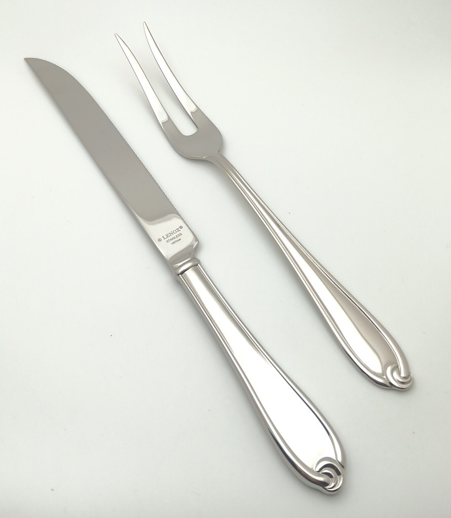 Lenox Hartleigh Carving 2 Piece Set 18/10 Stainless Flatware Vietnam new