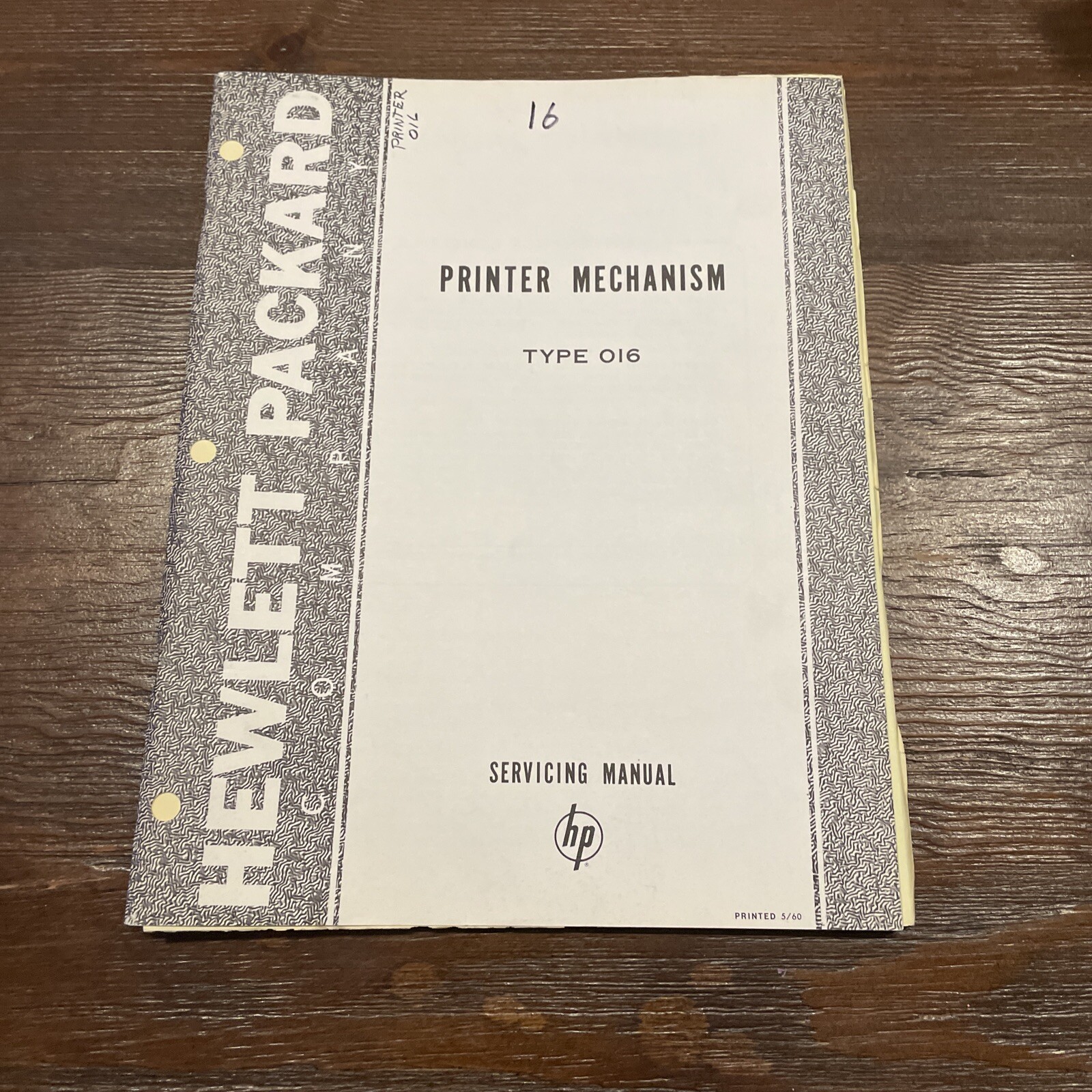 HP Type 016 Printer Mechanism Servicing Manual 1960