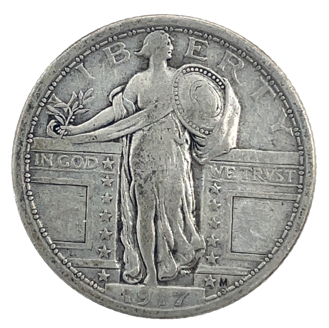 1917 Standing Liberty Quarter Type 1 VF/XF 90% Silver 25c U.S Coin