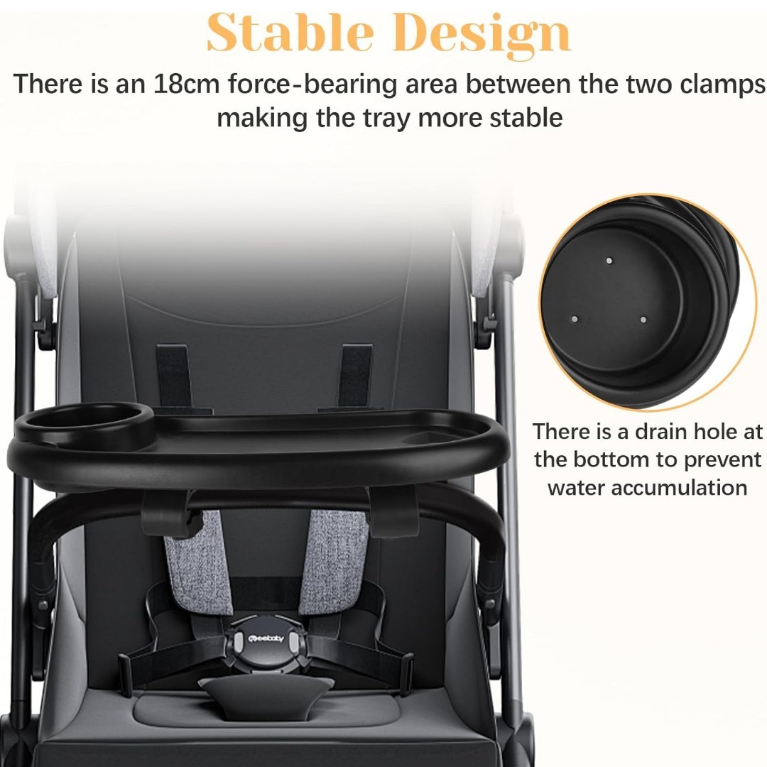 Removable Stroller Snack Tray with Cup Holder Detachable Food Storage Tray