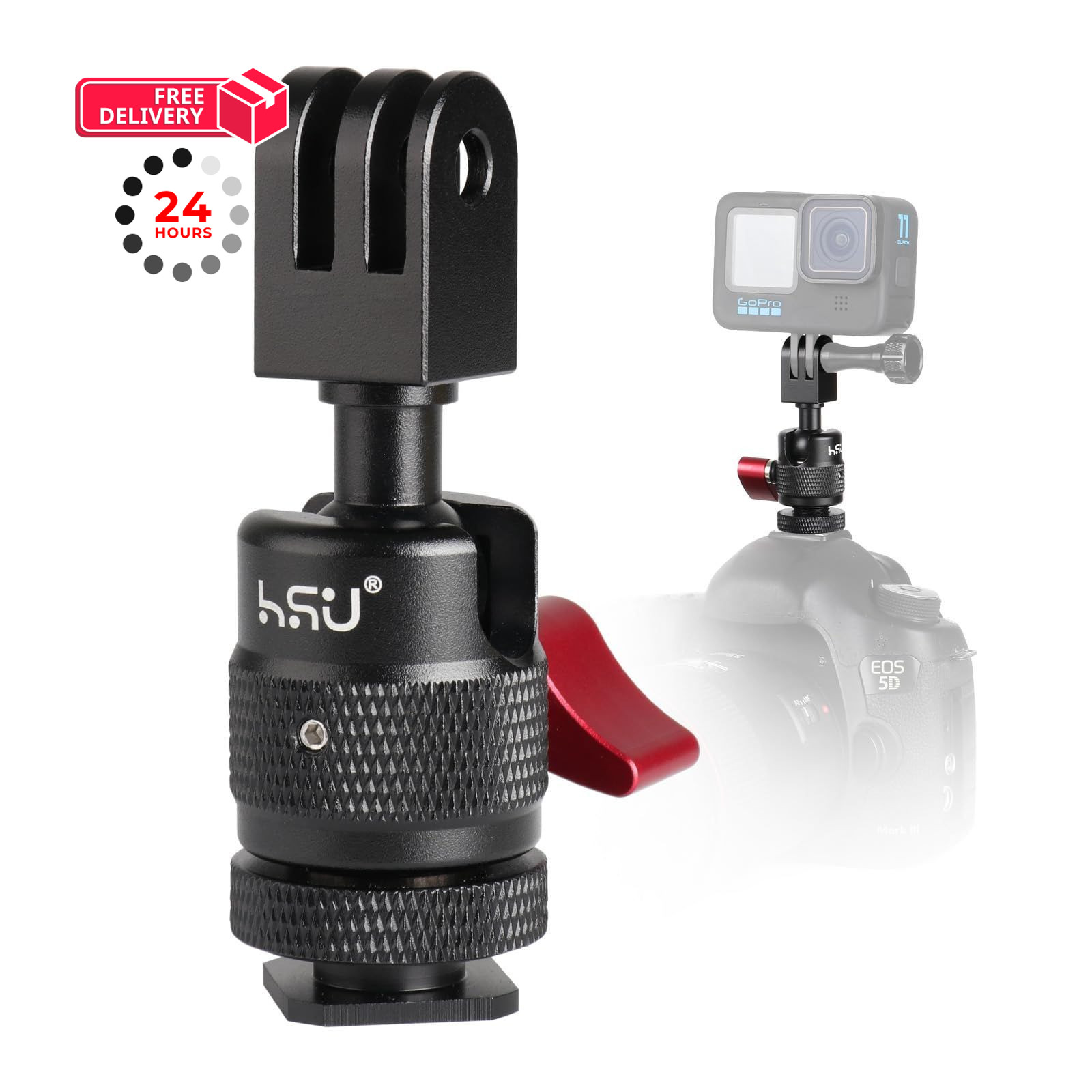 HSU Cold Shoe Mount Adapter with 1/4”-20 Screw Hole Black