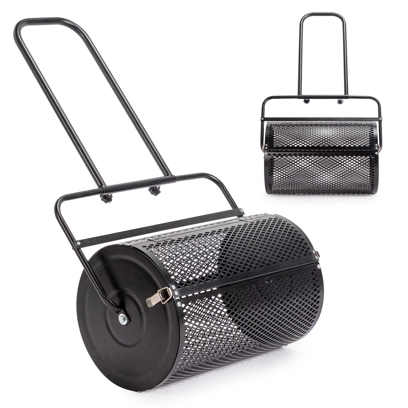 24" Compost Spreader Peat Moss Spreader Push/Tow-Behind Roller