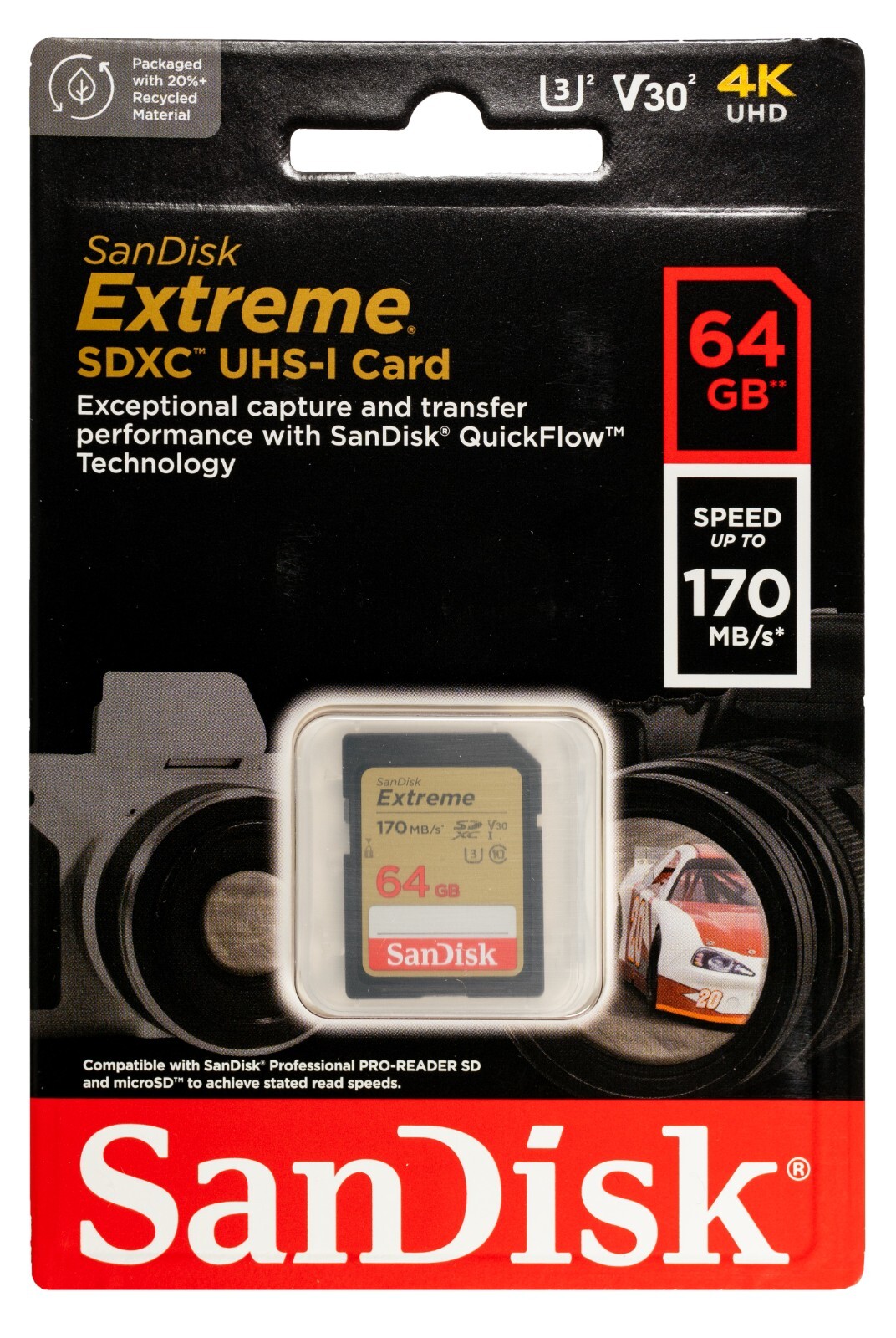 64GB Sandisk Extreme SD cards for Camera / Trail Camera / Computers (5 Pack)