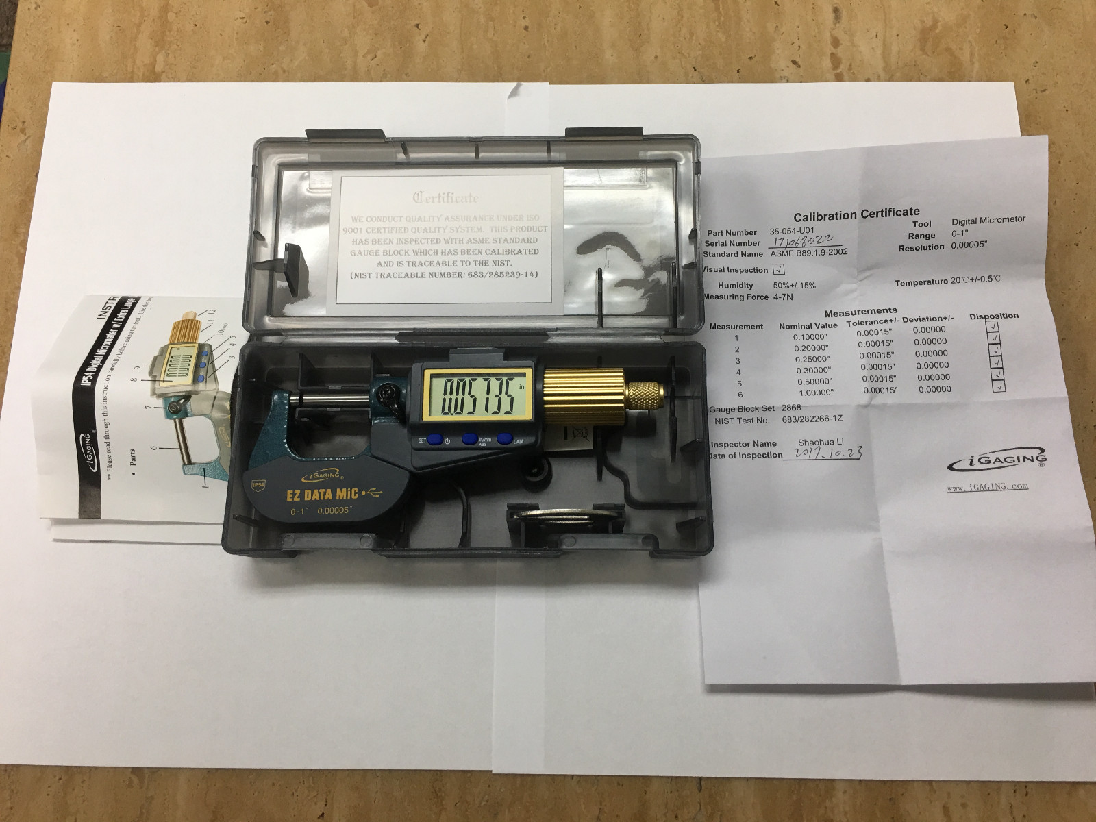 iGAGING IP54 EZ Data Micrometer 5-6"