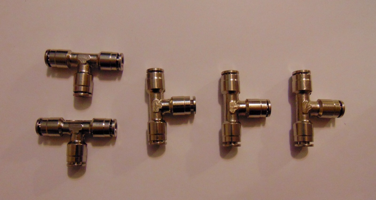 Tube Fitting Metal TEE Union Push In to Connect  1/4 OD  5 PCS