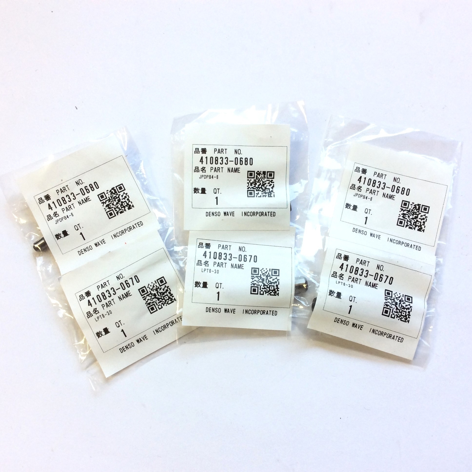 Lot of 3 Denso Wave Inc. 410833-0680, 410833-0670 Steel Locating Pins, Robot