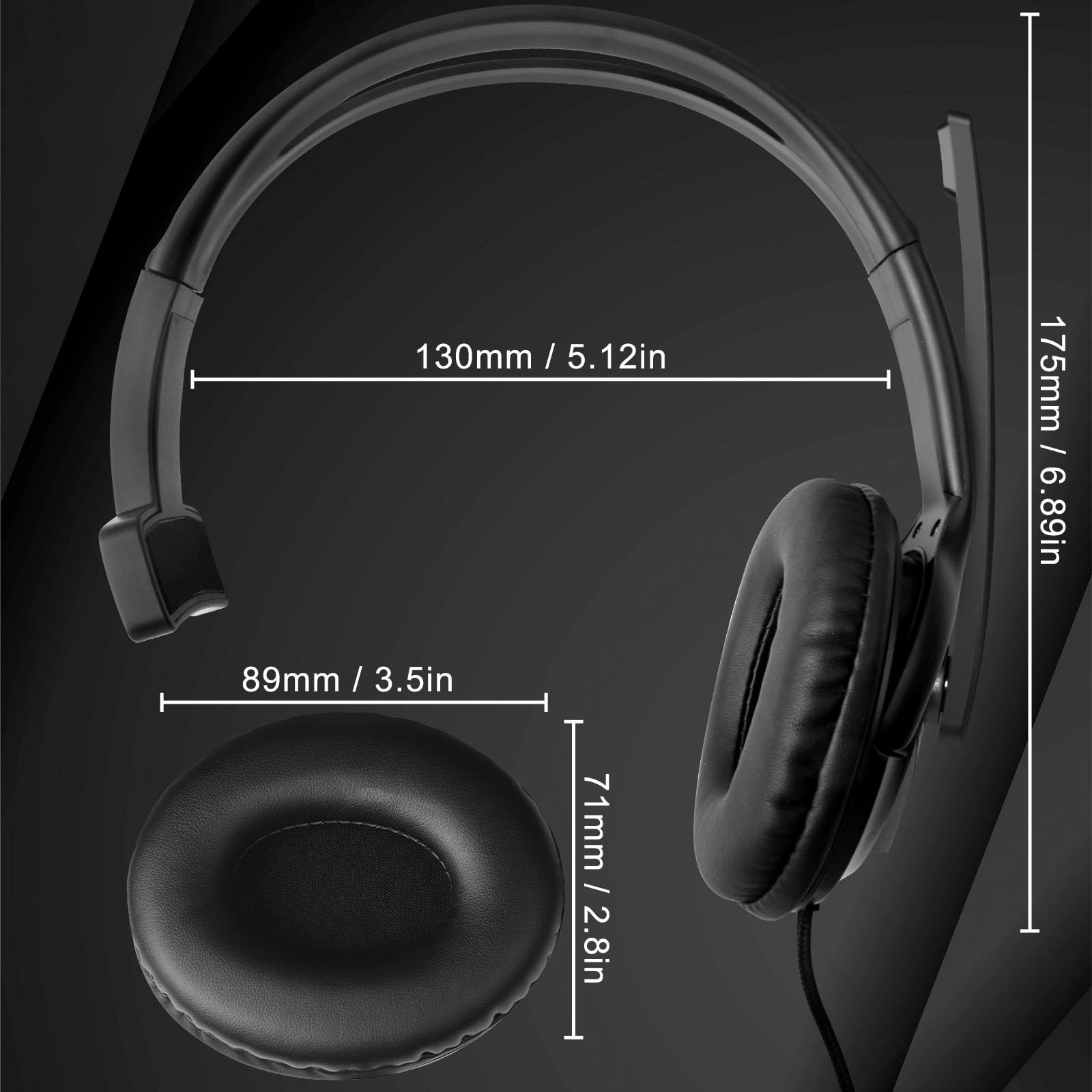 Wired Ear Headset with Mic, Single Ear Headset for PS5/PS4/Xbox/Switch/PC/iPa...