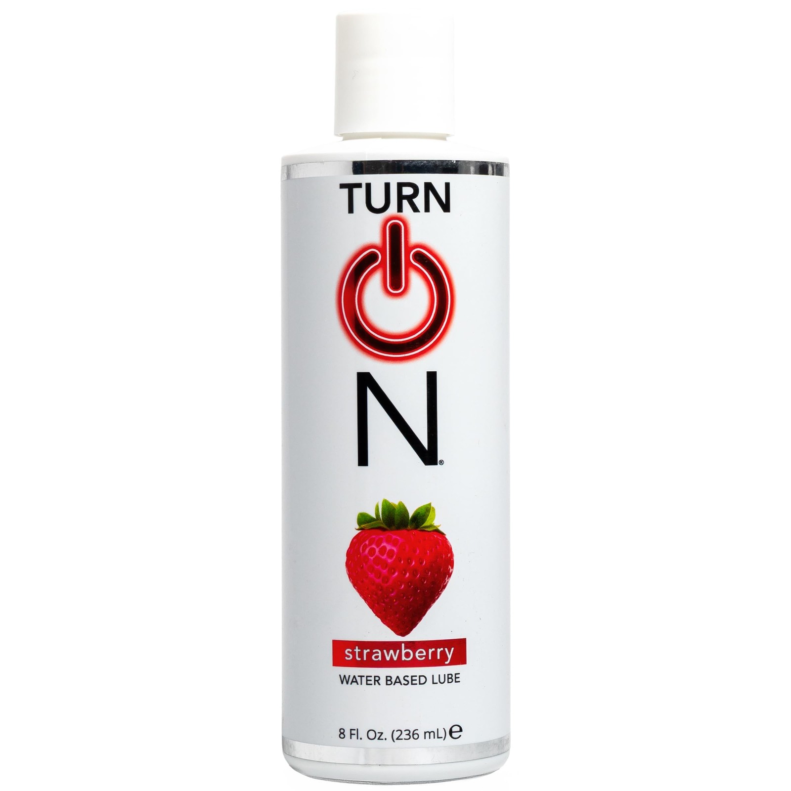 Turn On Strawberry Water-Based Lube, Condom Safe, 8 Fl Oz (Pack of 1), Clear