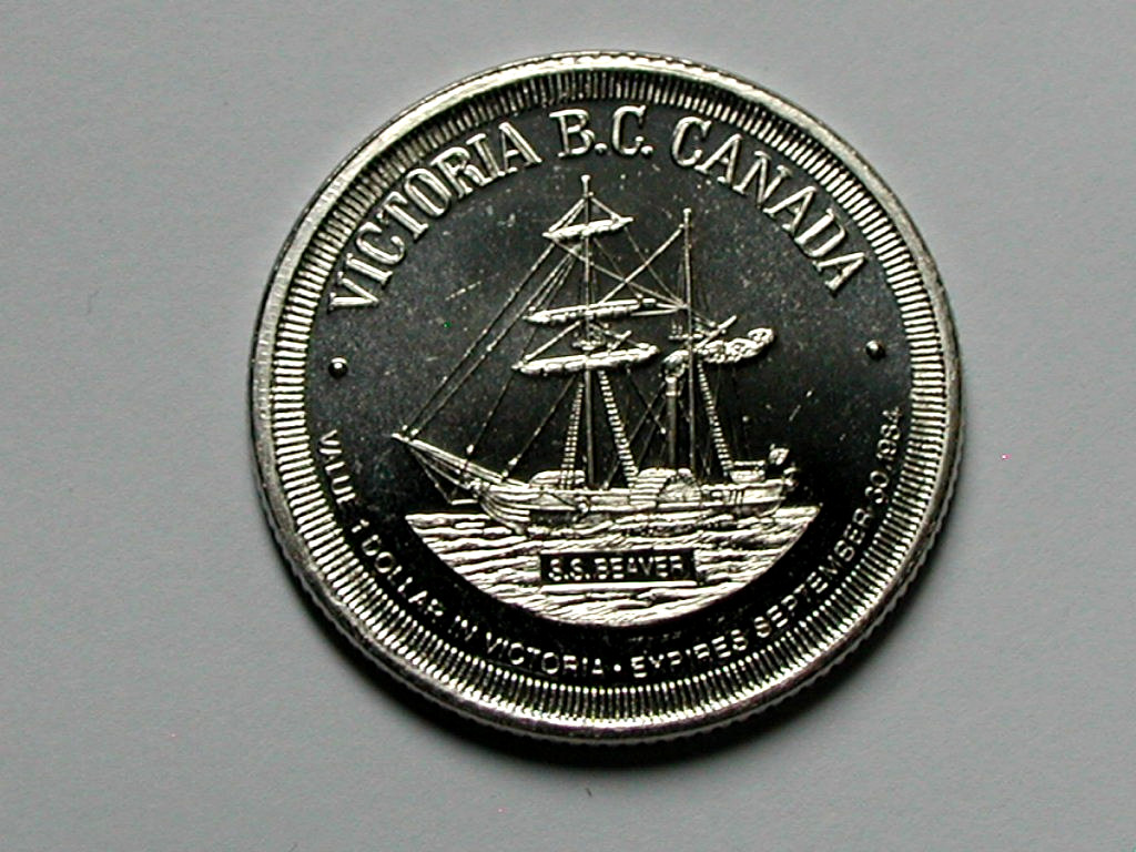 Victoria BC CANADA 1984 Trade DOLLAR Token with HBC Fur-Era Steamship SS Beaver