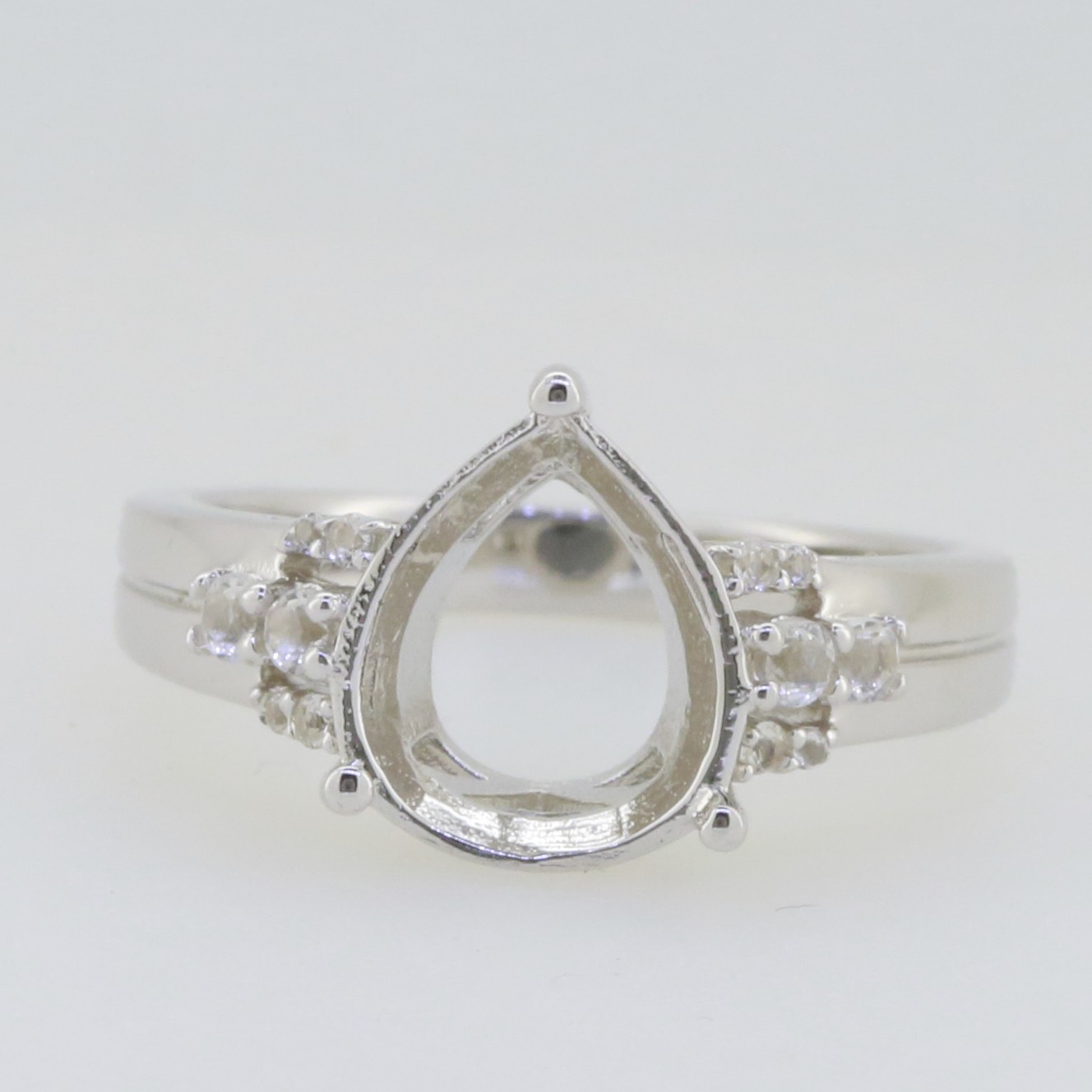Sterling Silver Semi Mount Ring Setting Pear PE 11X9mm