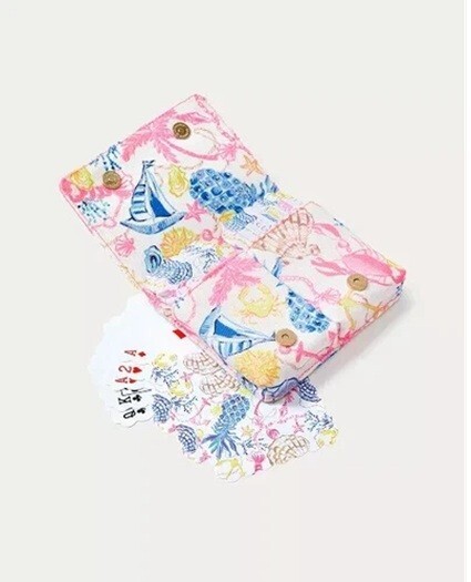 NWT Lilly Pulitzer 2 Decks of Cards in Barefoot Beachcomber Magnetic Case-Fast